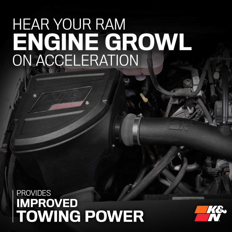 Cold Air Intake System K&N: High-Flow Air Filter, Increase Performance & Towing: Compatible with 2020-2025 RAM: 1500, 63-1594