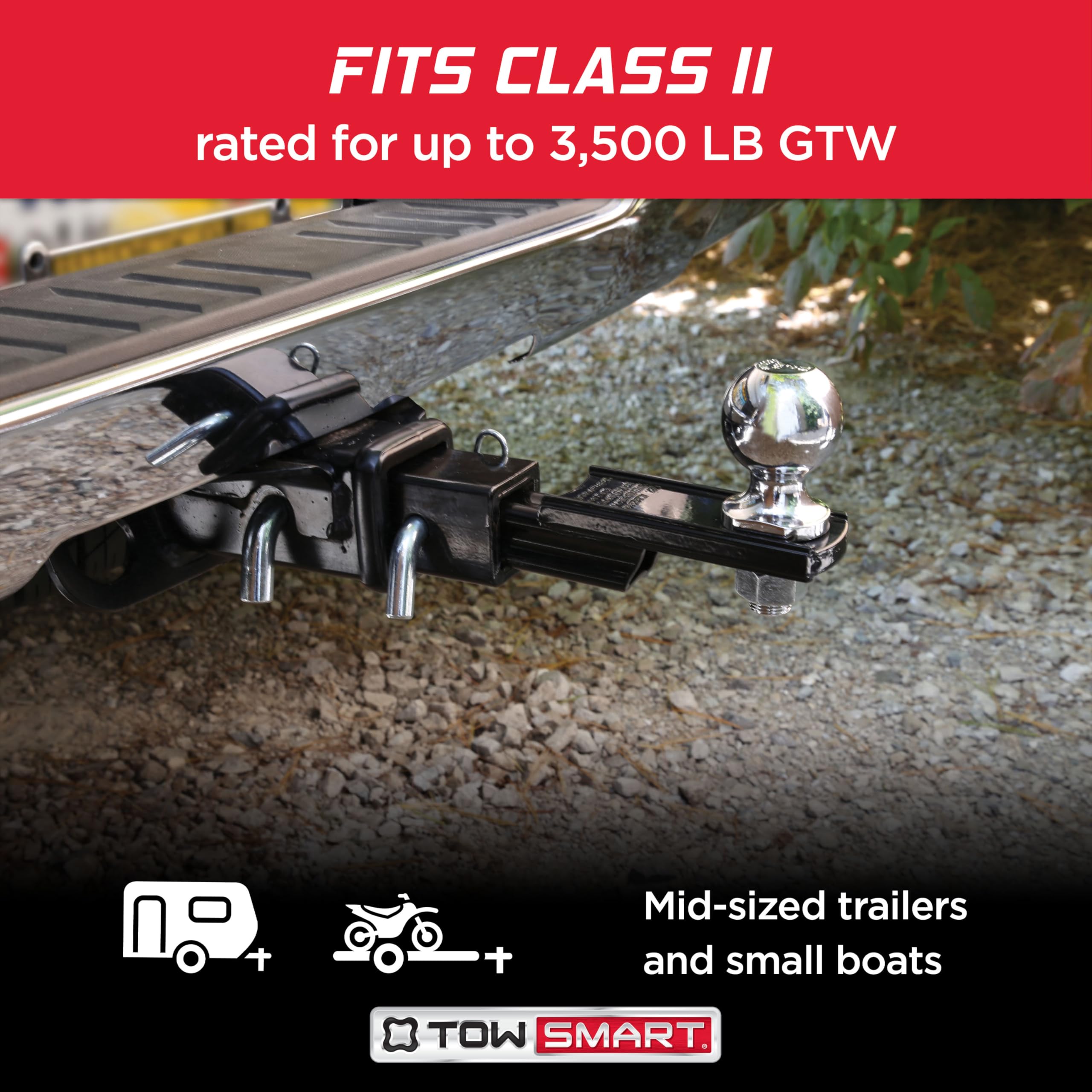 TOWSMART 1-1/4 in. Drop Class II, 3,500 lb. x 3/4 in. Rise x 3/4 in. Shank, X-Mount Trailer Hitch Ball Mount