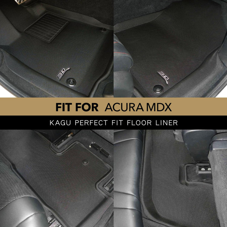 3D MAXpider Kagu Custom Fit Floor Liner (Black) Compatible with Acura MDX 2022-2026 - Full Set