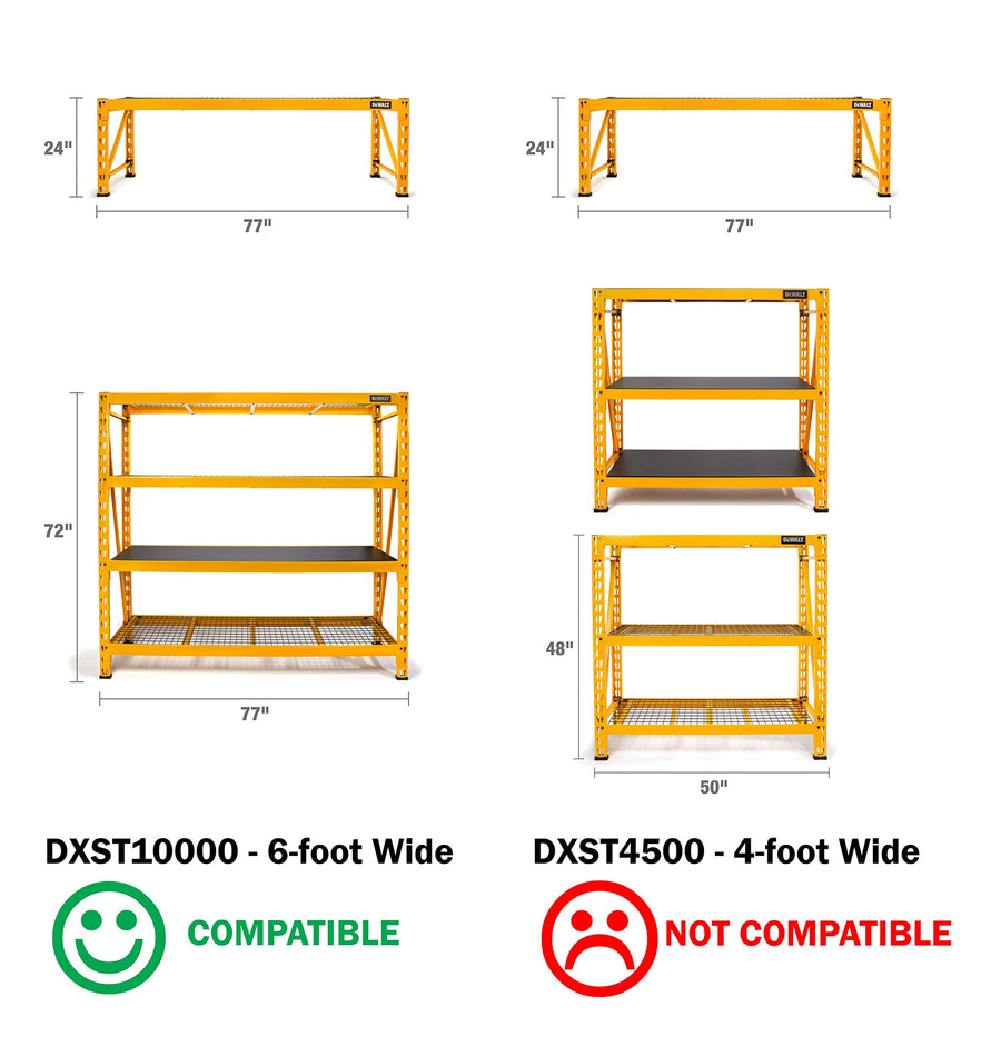 DEWALT 6-Foot Single Shelf Wide Industrial Rack Extension Kit, Add 2 Feet of Extra Height to 6-ft Storage Racks, 2,500-lb Capacity, Powder-Coated Steel, NOT Compatible with 4-Foot Wide Shelf