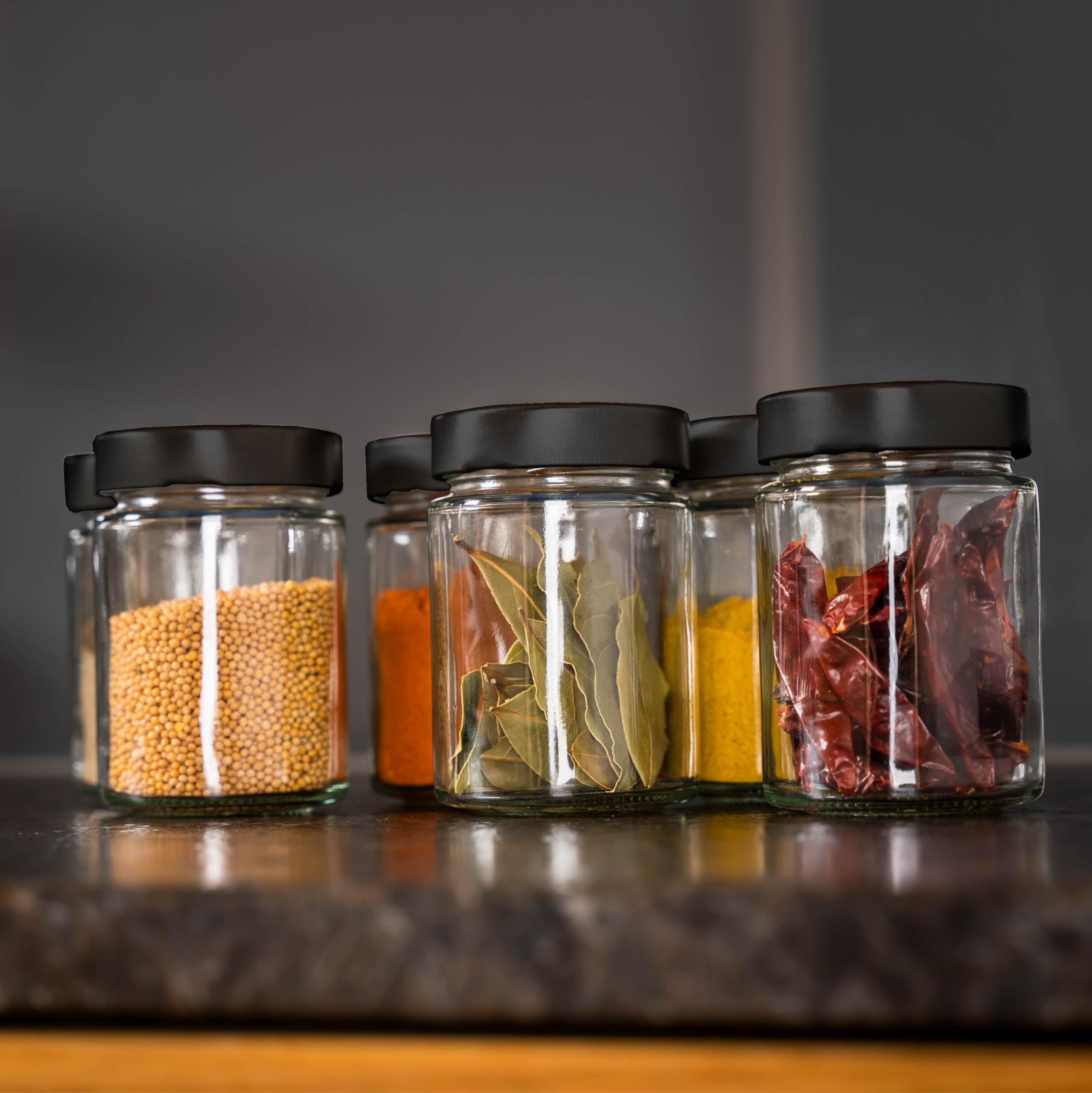Classy silwy® Delicatessen Magnetic Glasses (Set of 3, 192 ml) with Integrated Magnets, Black Metal Strip & Space-Saving Overhead Storage