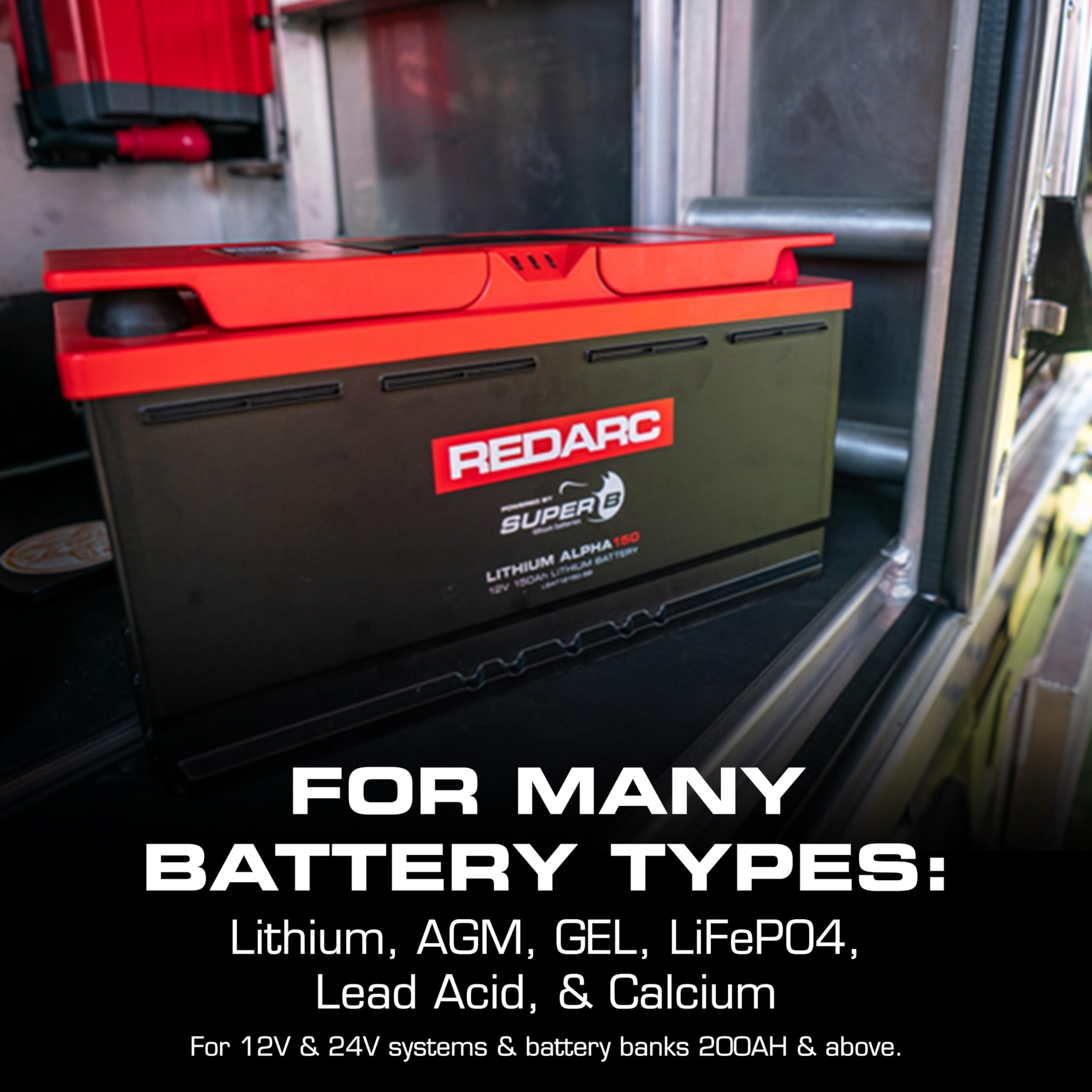 REDARC 40A Dual Input in-Vehicle DC to DC Battery Charger with MPPT Solar Regulator, Green Power Priority, 12V/24V Compatible, for Lithium, AGM, Gel, Lead Acid, Calcium, LiFePO4 Batteries