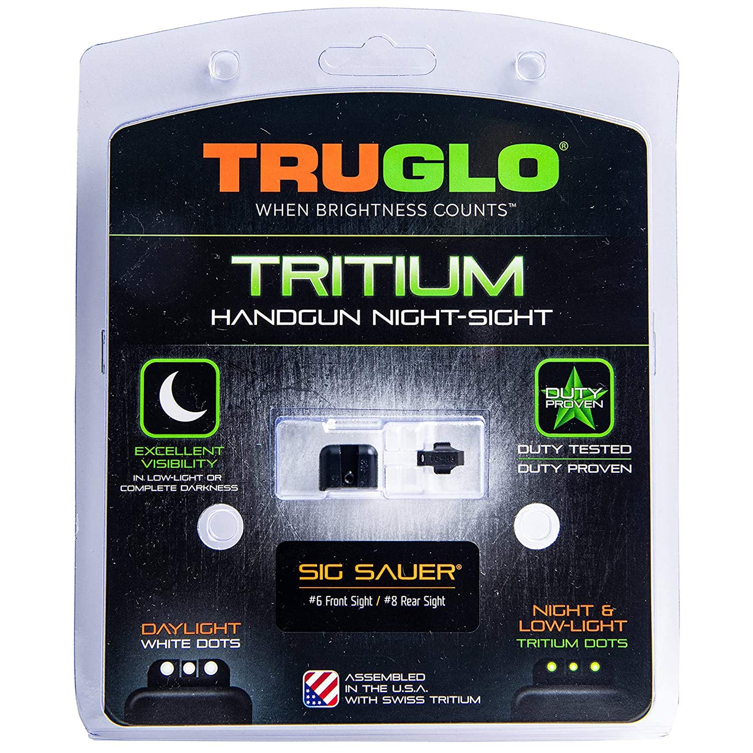 TRUGLO Night Sights Front and Rear Compatible with Sig Sauer Handguns, Tritium
