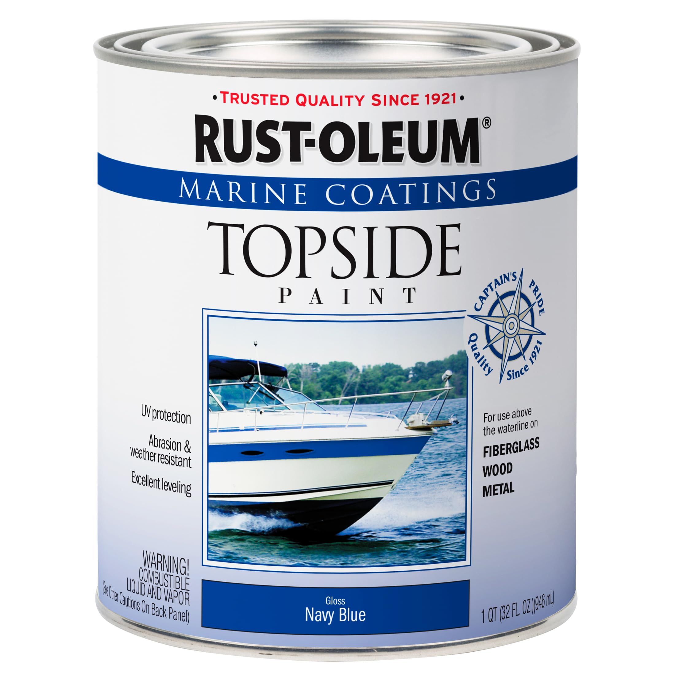 Rust-Oleum Marine Coatings 396958 Topside Paint, Quart, Gloss Navy Blue