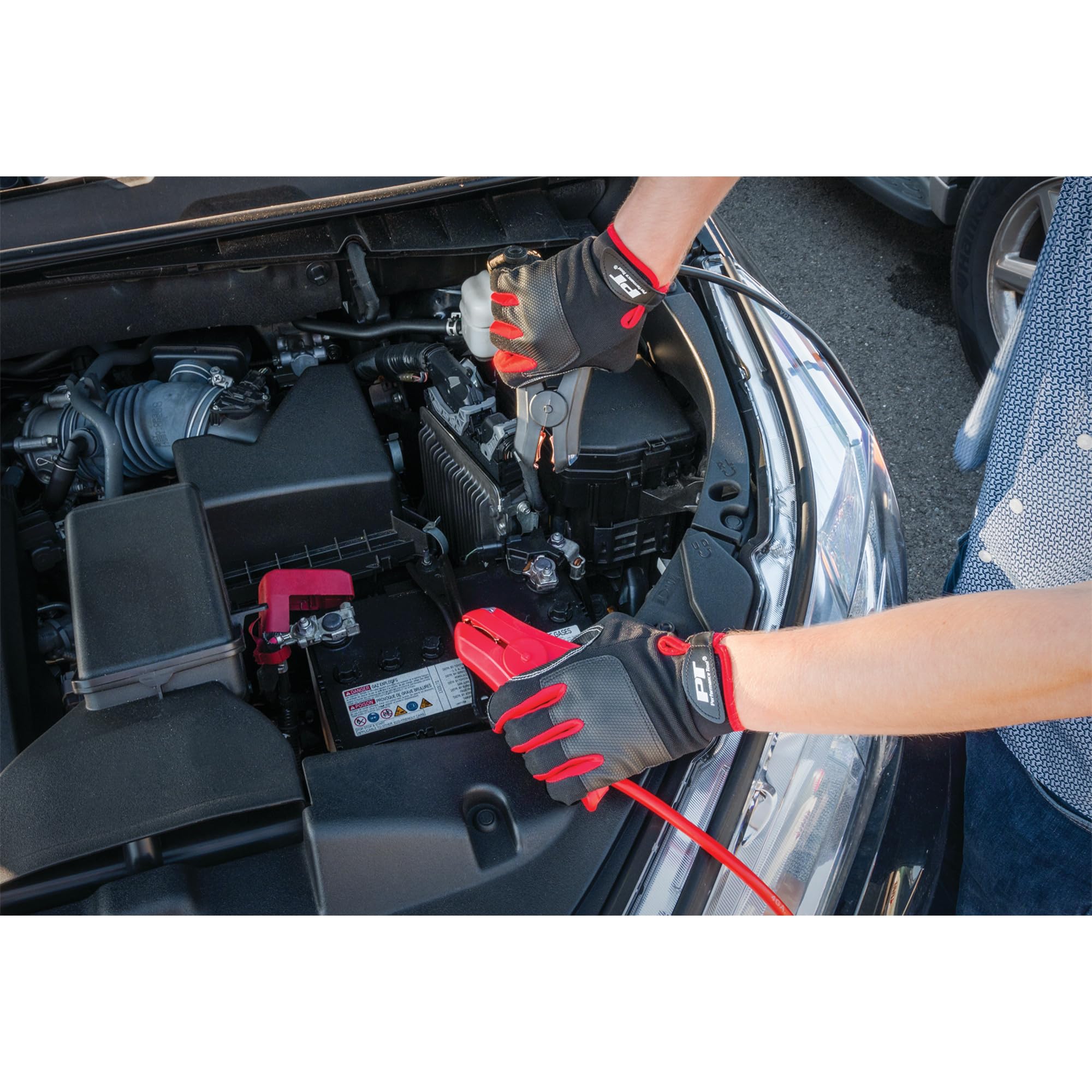 10ft Performance Tool W1675 4GA Lighted Jumper Cables - Tangle-Free, Heavy Duty Clamps, Suitable for Trucks, SUVs, and Other Large Vehicles