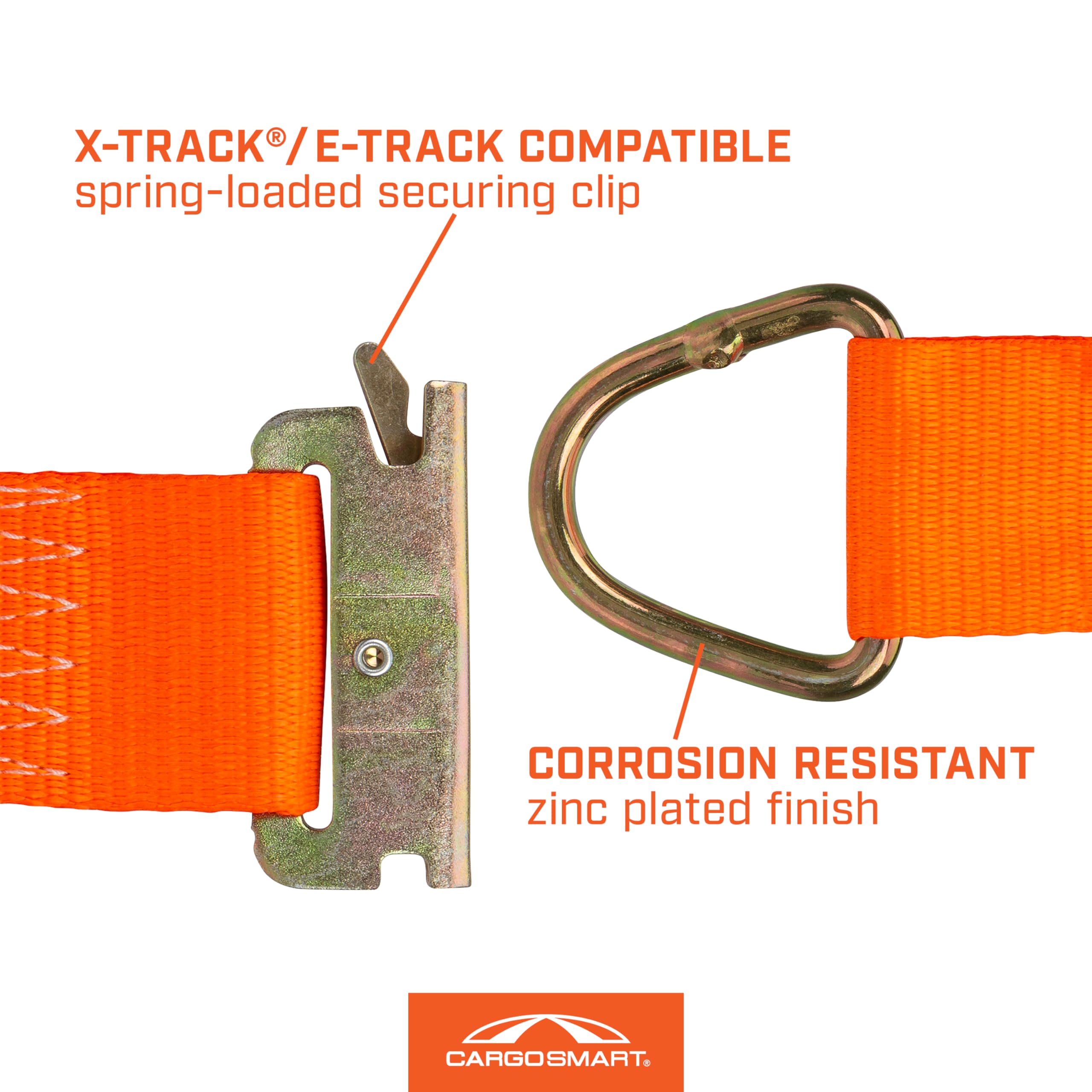 Rope Ring 2" x 6" 2,000 lbs X-Track/E-Track Tie Down Strap 1 Pk Orange