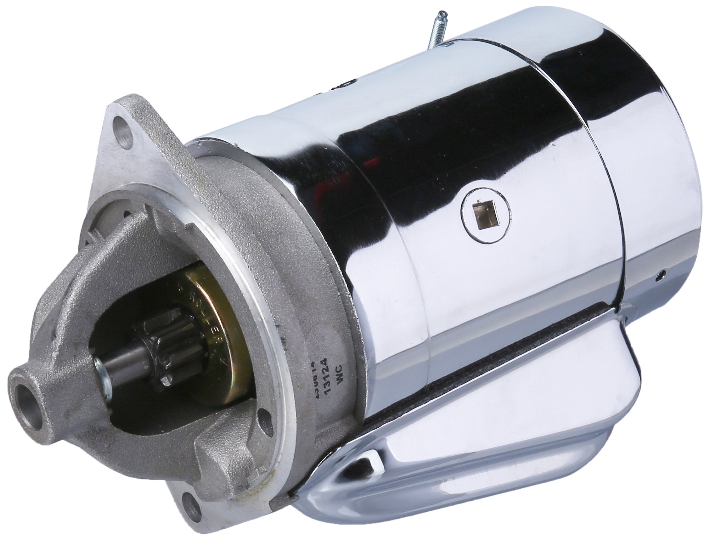 Str 4.5" Powermaster Ford [SB ] 2 Ear MTG All A/T & M/T w/157/164T Flexplate 3/4" Depth Chrome w/Natural DE