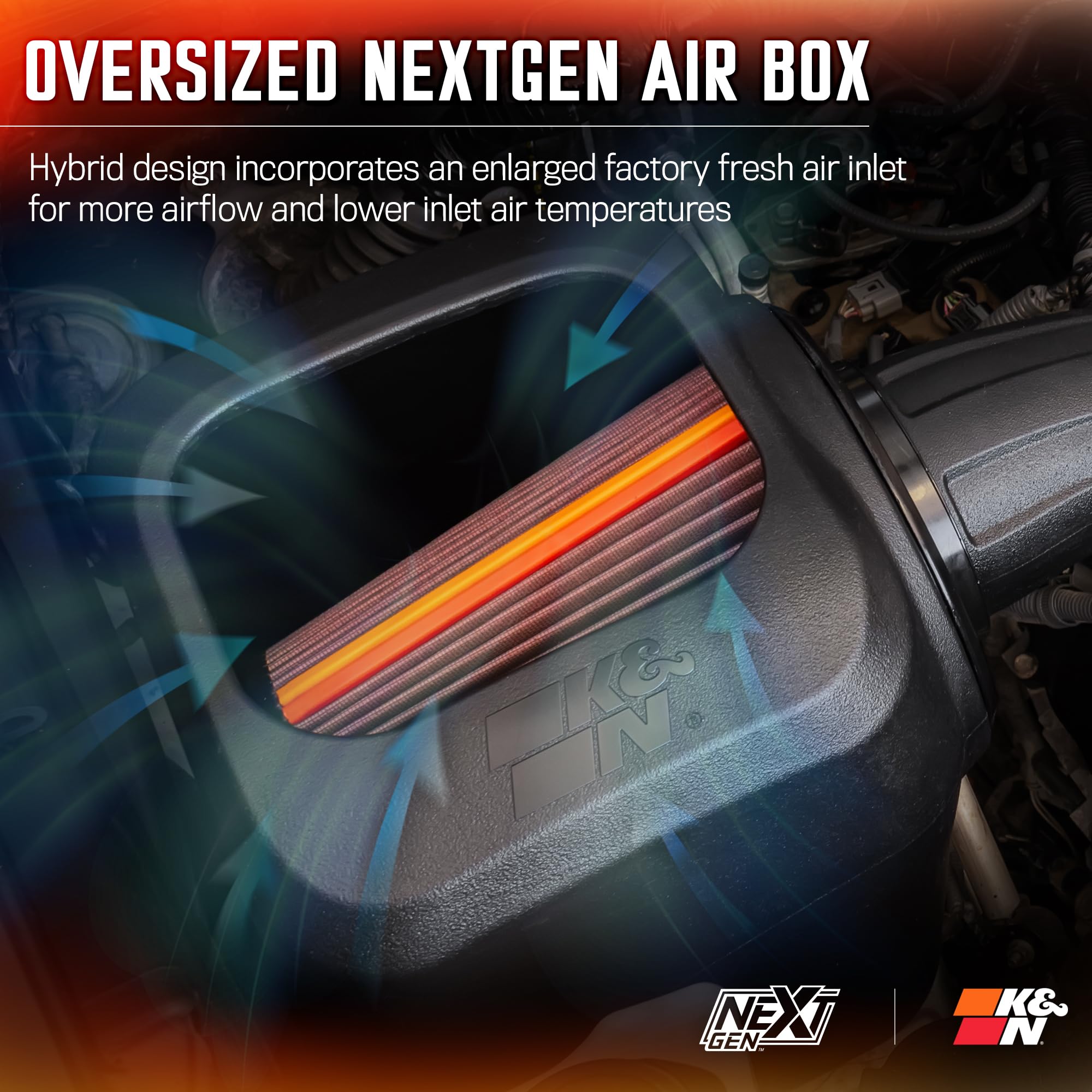 NextGen K&N Cold Air Intake System: High-Flow Cotton Filter: Compatible with 2016-2023 TOYOTA: Tacoma 2016-2023, 50-9039