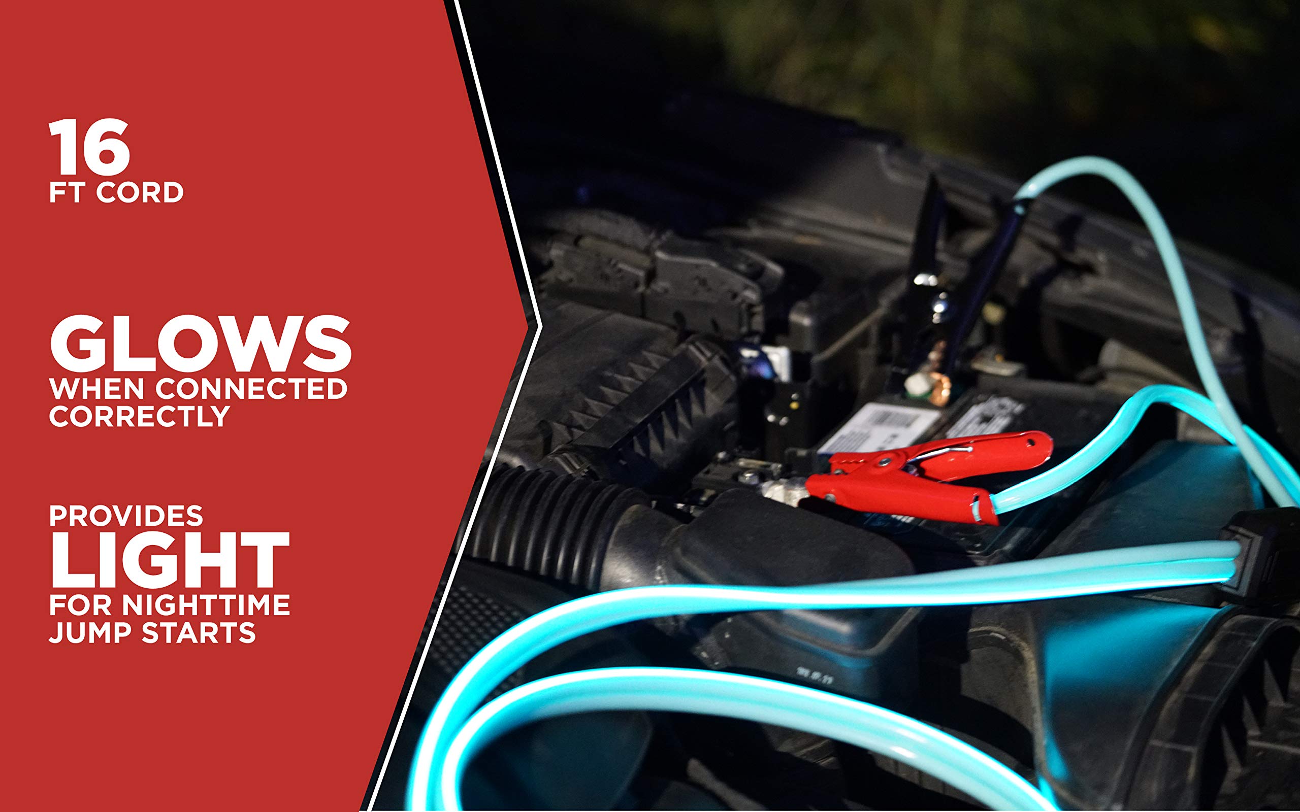 84696616 Road Power 6 Gauge; 16' Blue Booster Cables With Exclusive Road Glow Technology
