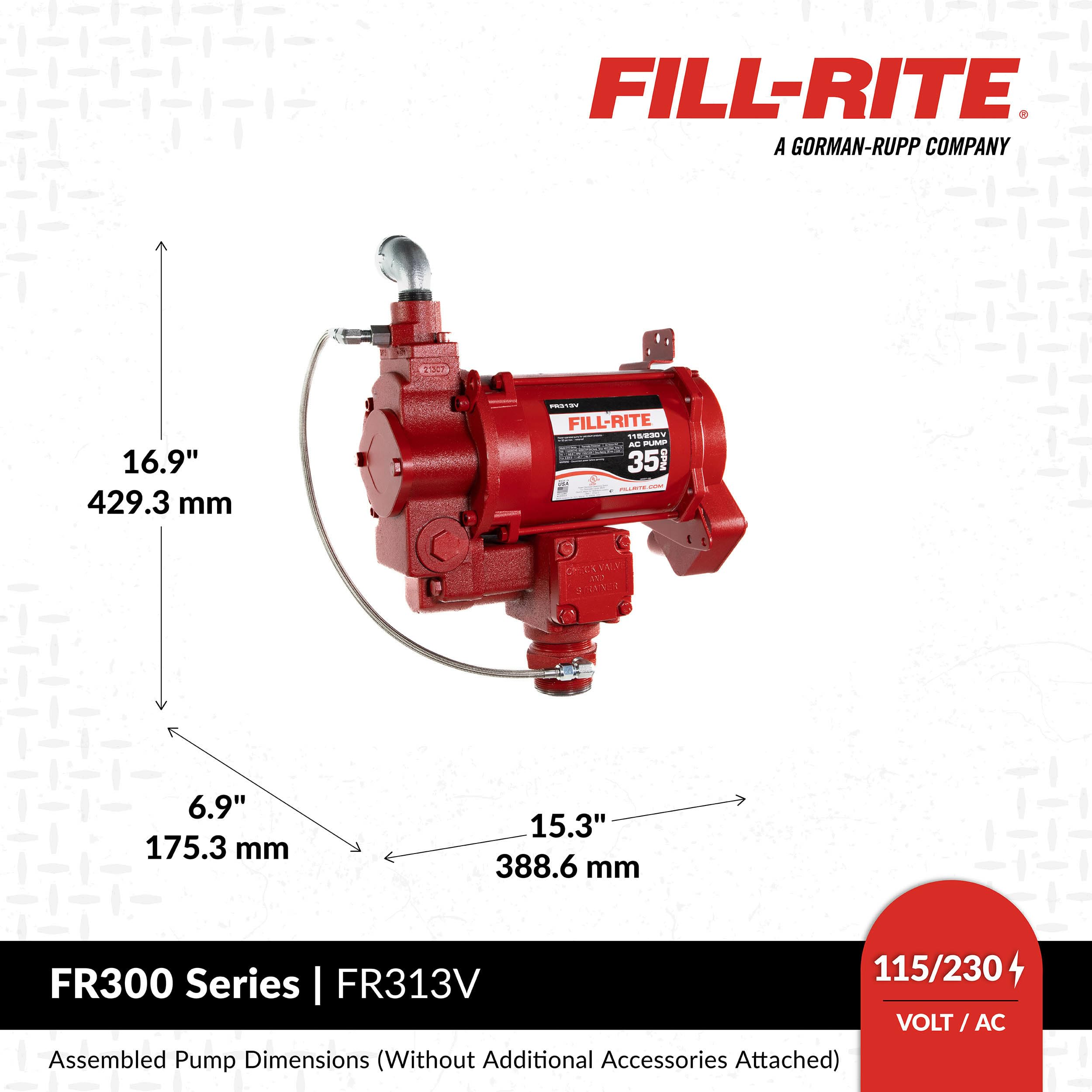 Fill-Rite 35 GPM FR313V Fuel Transfer Pump w/AST Remote 115V/230V