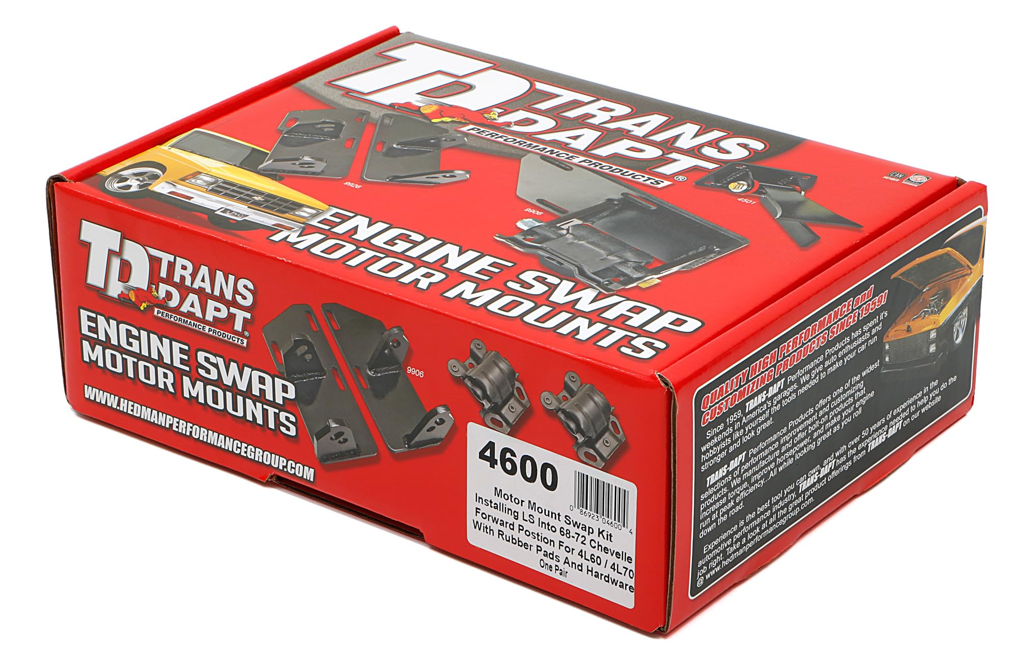68-72 CHEVELLE LS SWAP MOUNT KIT TRANS-DAPT PERFORMANCE FORWARD POSITION (4600)