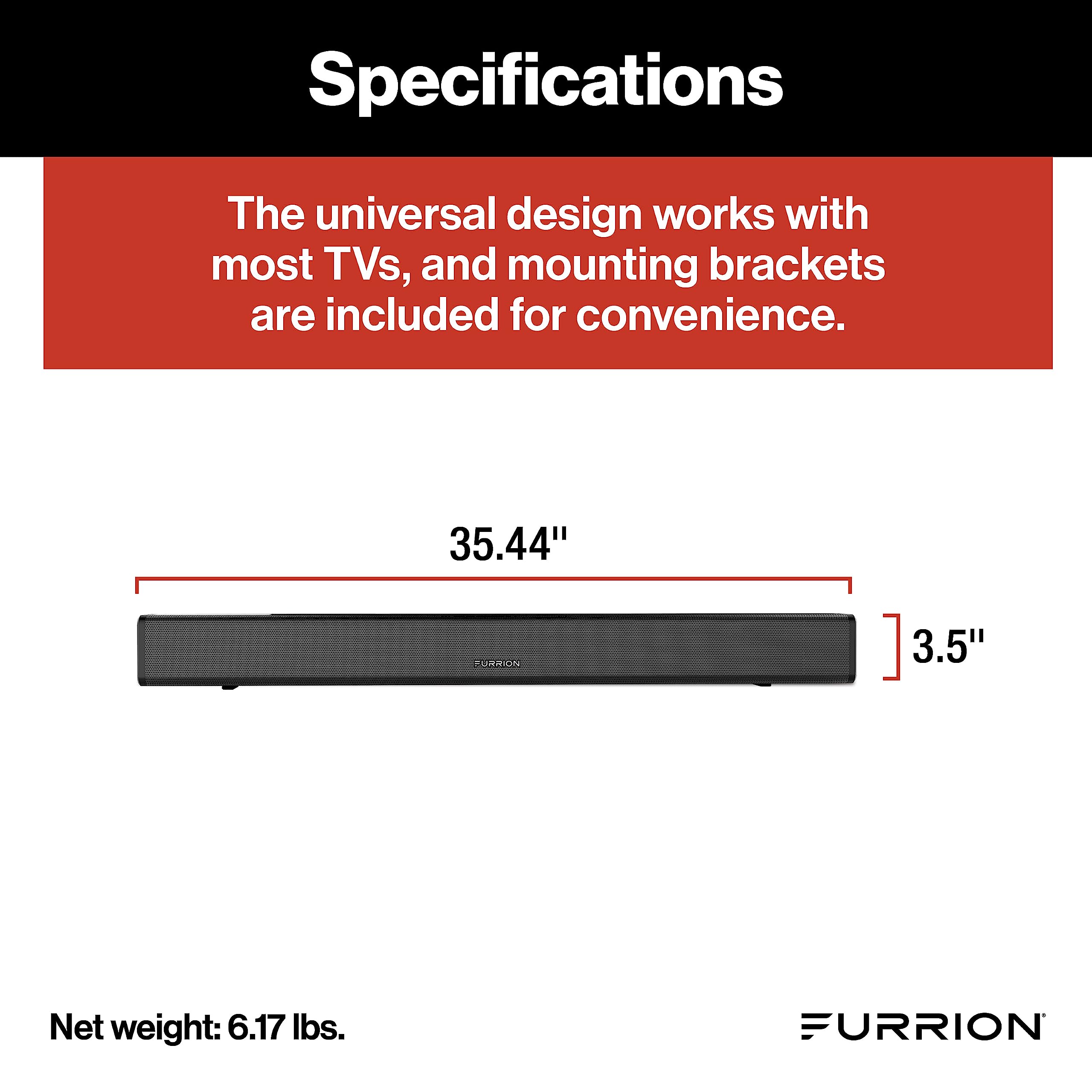 Furrion 2.1 Aurora Outdoor Soundbar Speaker with Built-in Subwoofer, Bluetooth, HDMI & Optical Inputs - FSBNN30MST