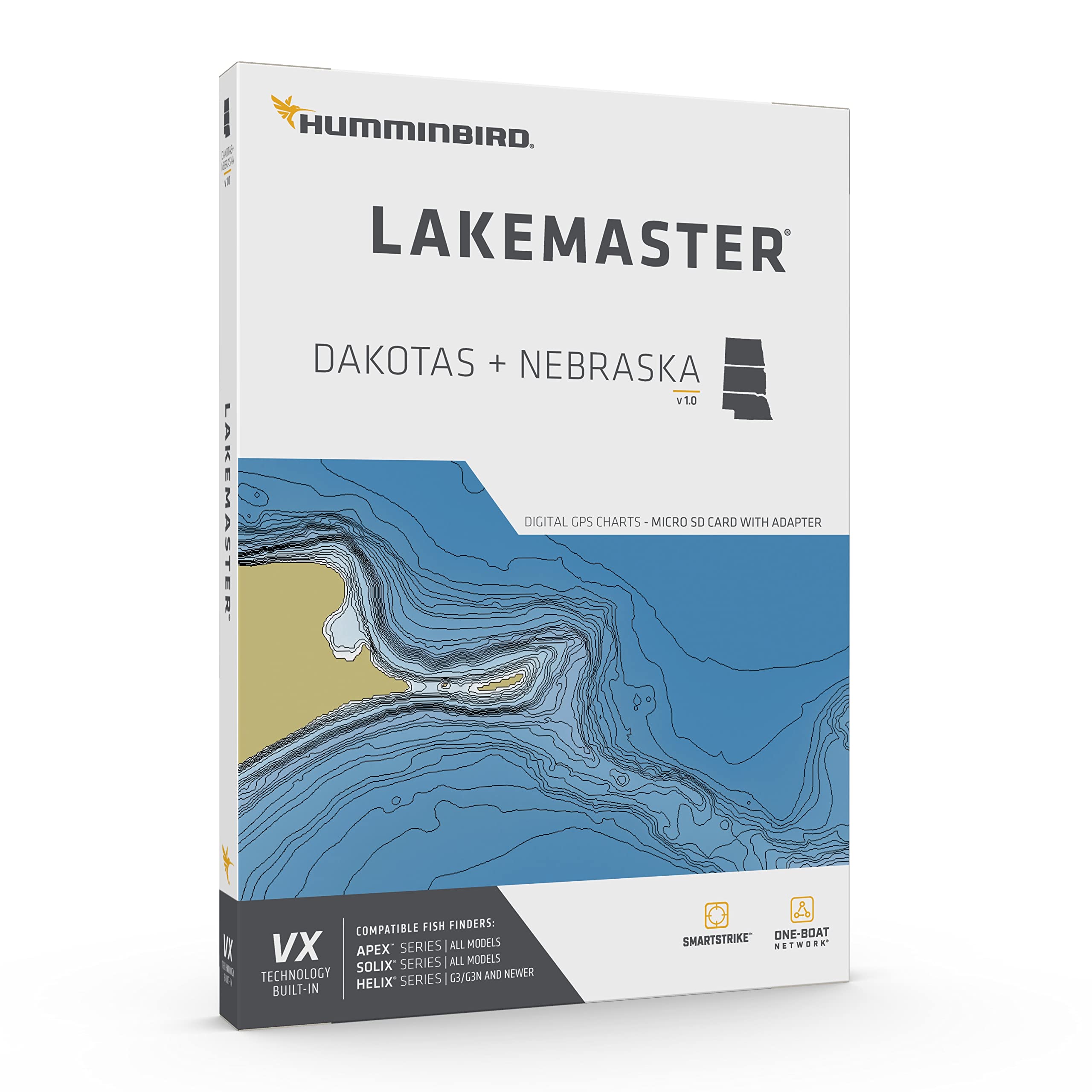 LakeMaster Humminbird Dakotas + Nebraska V1 Map SD Card for Fish Finders