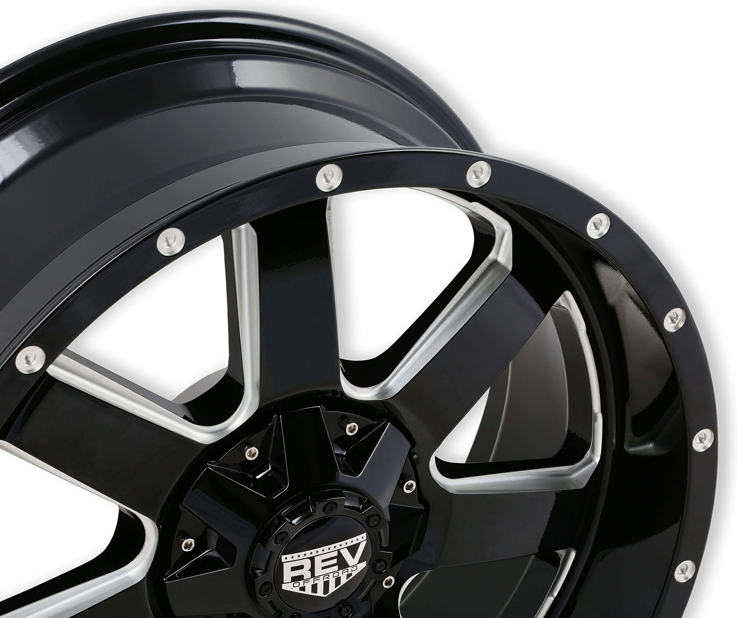 885 Offroad Series REV Wheels 20x9, 6x135/6x139.7, 12 MM Offroad Styling Wheels, Model 885M-2903512 | Aluminum Wheels in a Milled Finish with Gloss Black Inserts 6-Bolt Pattern