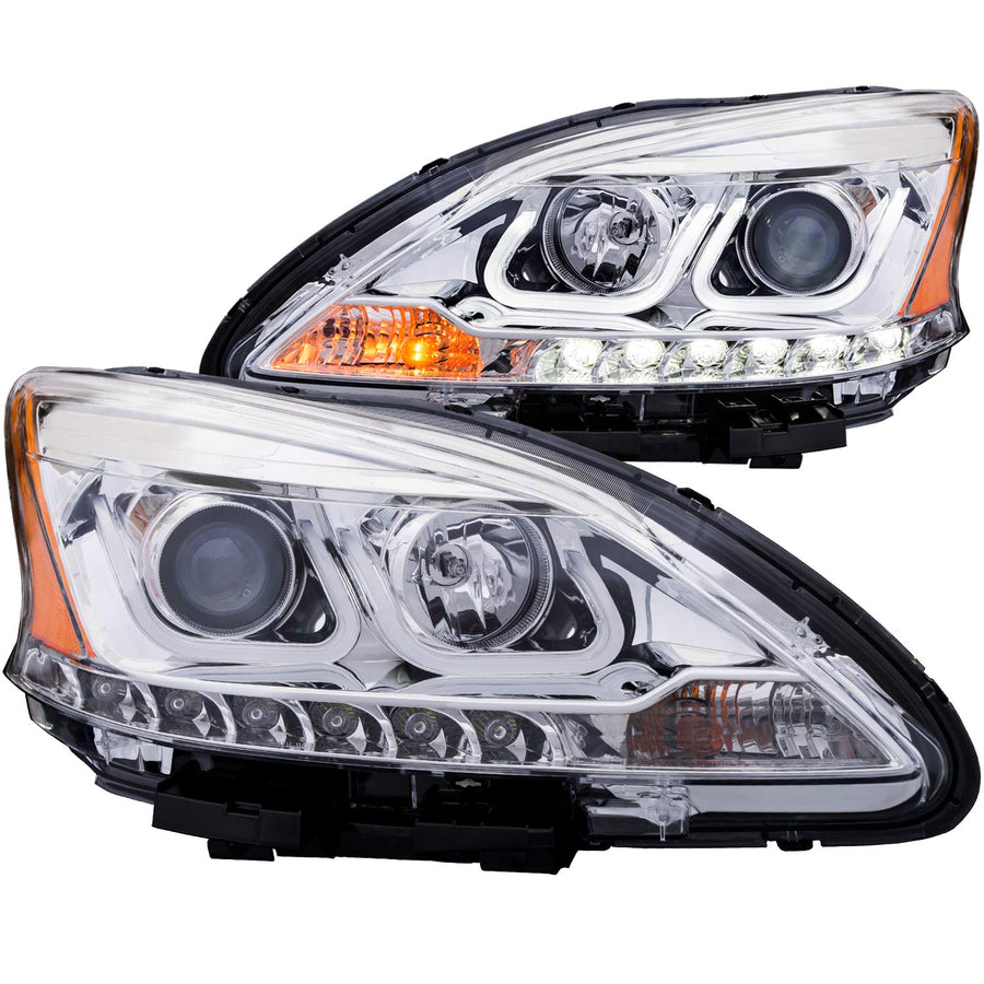 Chrome/Clear/Amber AnzoUSA Projector Headlight for Nissan Sentra
