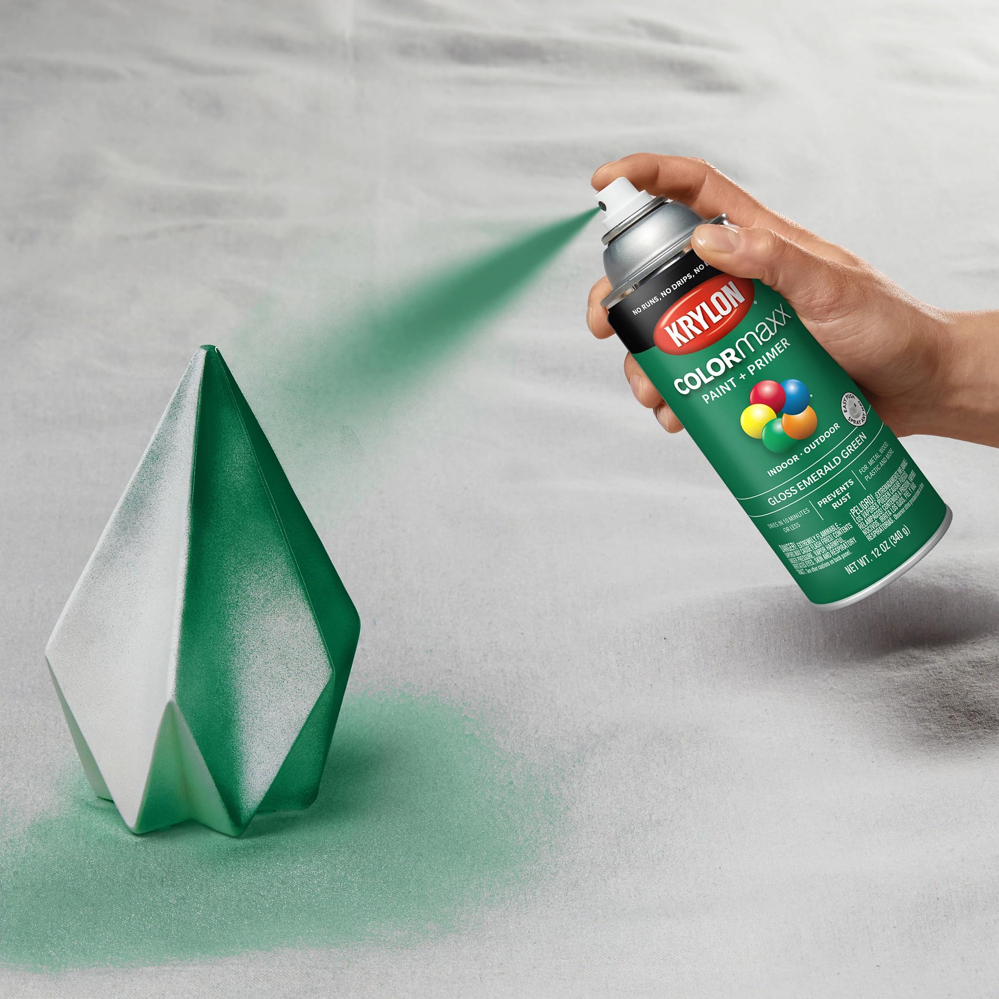 Krylon COLORmaxx K05517007 Spray Paint and Primer for Indoor/Outdoor Use, Gloss Emerald Green 12 Ounce (Pack of 1)