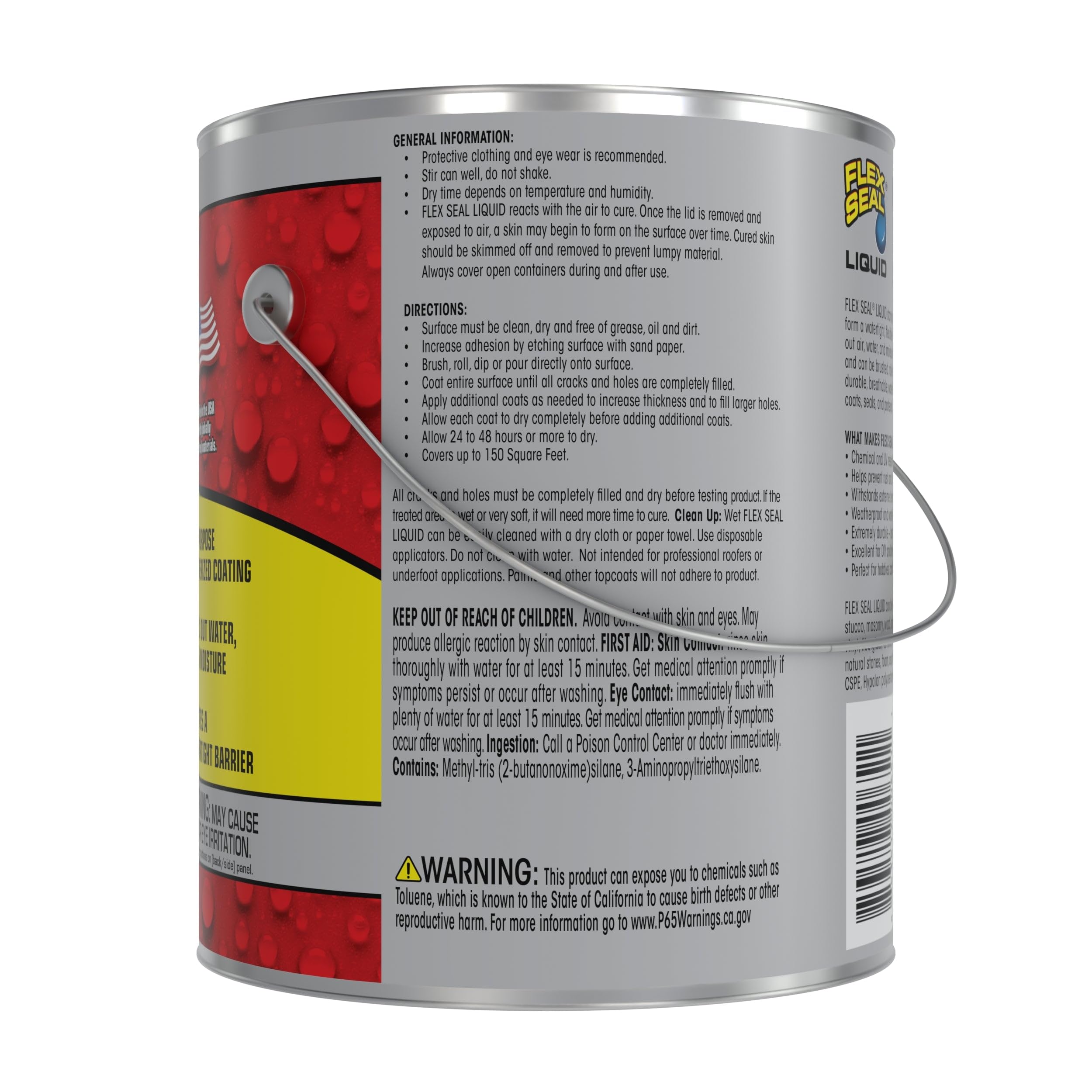 Liquid Rubber Flex Seal, Waterproof, Flexible, Breathable, and UV Resistant Coating Sealant, Roof Repair, Basements, RV, Campers, Trailers, Marine, EPDM, Masonry, 1 Gallon, Clear