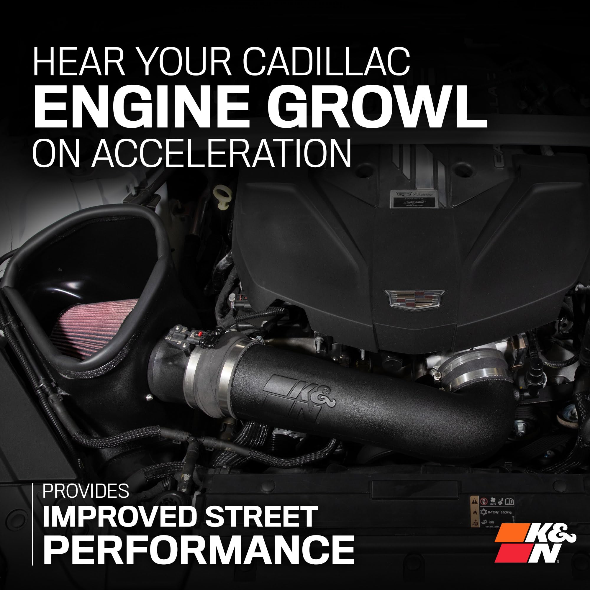 K&N High-Flow Air Filter Cold Air Intake System: Increase Performance & Acceleration: Compatible with 2022-2025 Cadillac: CT5, 63-3121