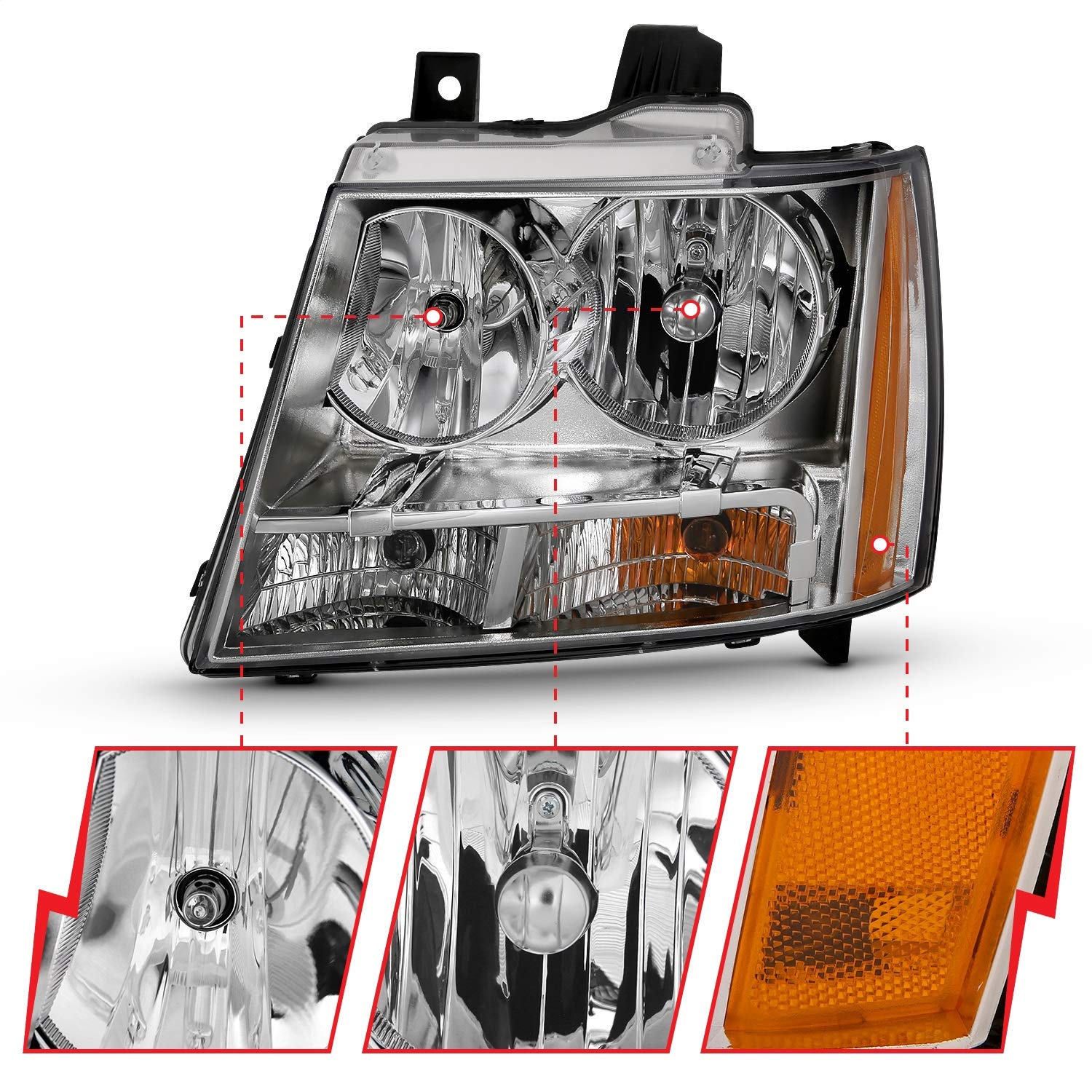 111475 ANZO USA Crystal Headlights fits Chevrolet Tahoe Clear