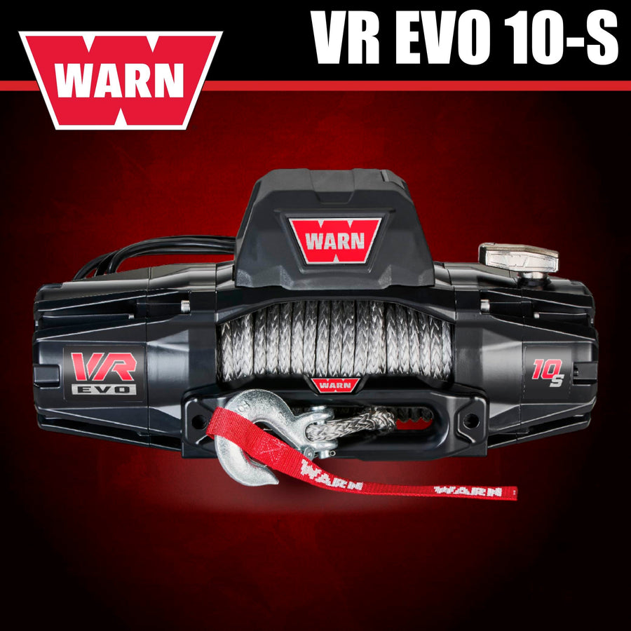 10-S WARN VR EVO Electric 12V Winch – 10,000 lb Pull Capacity, Synthetic Rope, IP68 Waterproof, High-Performance Off-Road Recovery Winch for Trucks, Jeeps, and SUVs