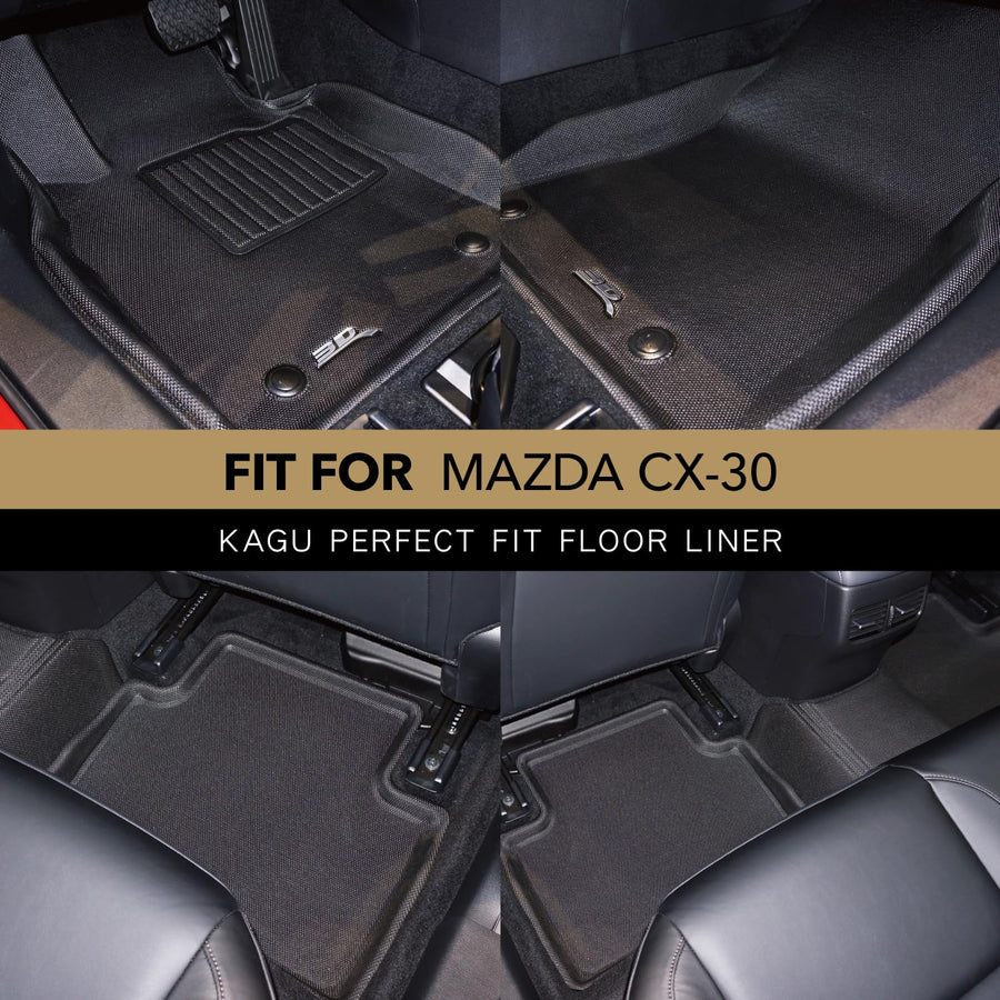 Kagu Floor Mat (Black) 3D MAXpider Compatible with Mazda Mazda3 2019-2025 / Cx-30 2020-2025 - Full Set