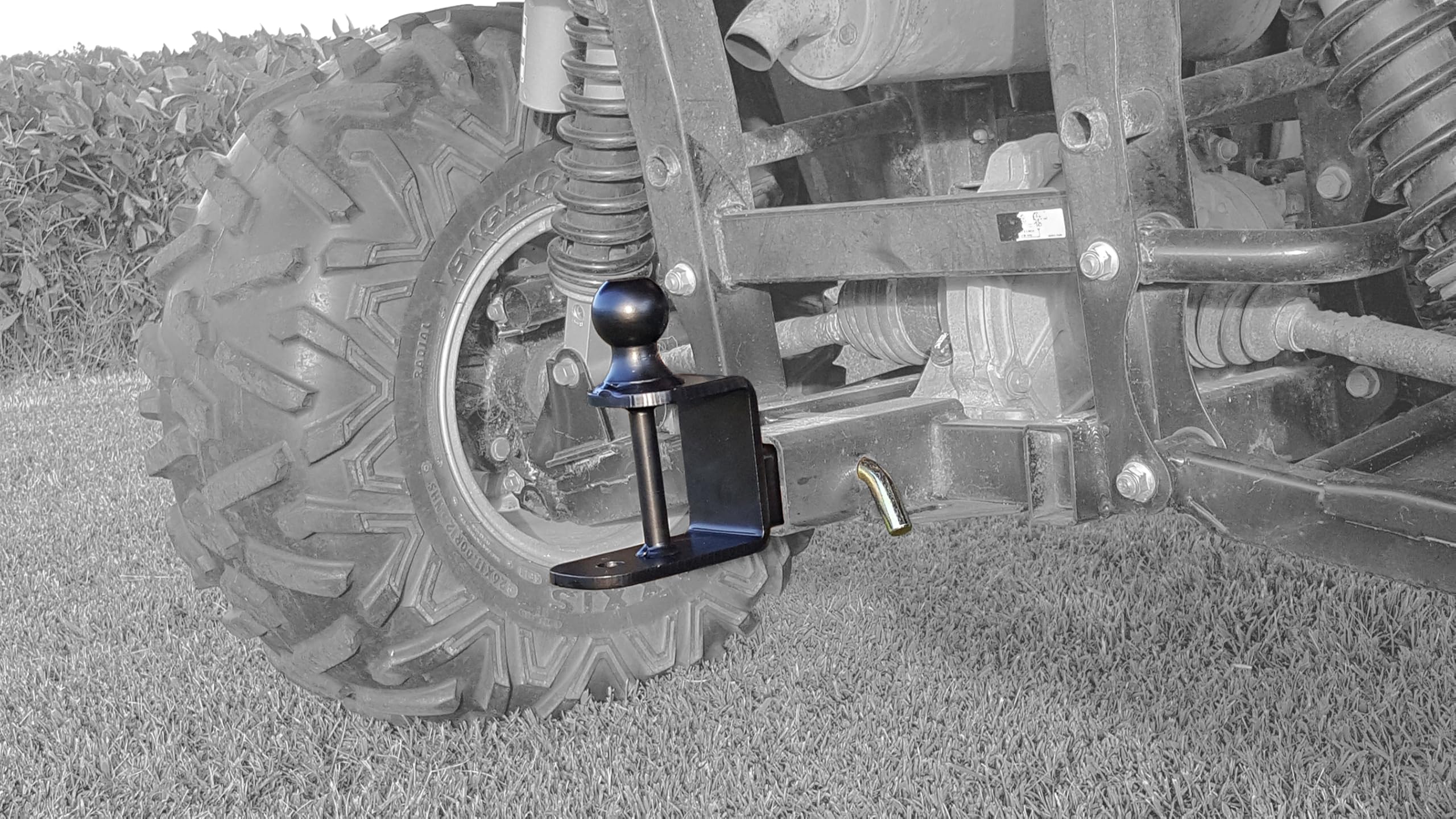 Camco Black Boar Multi-Hitch ATV/UTV – 2” Hitch Ball, 2” Shank, 6” Long – 2” Rise, 2,000 lb Capacity – Winch Strap Loop & 5/8” Pin Hole – Powder-Coated Steel (66025)