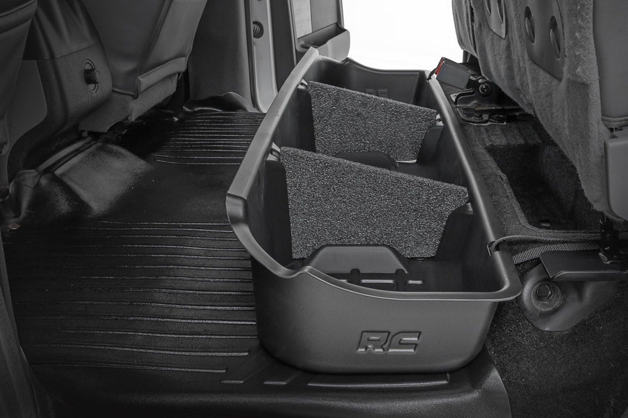 Under Seat Storage Rough Country for Ford F-150 (2009-2014) CrewCab - Custom-Fit, Durable, Anti-Skid Thermoplastic Under Seat Storage Compartment
