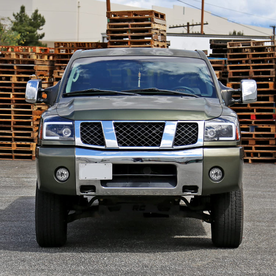 Fog Lights Spec-D Tuning Chrome Compatible with 2005-2007 Nissan Armada, 2004-2015 Titan, L+R Pair Assembly