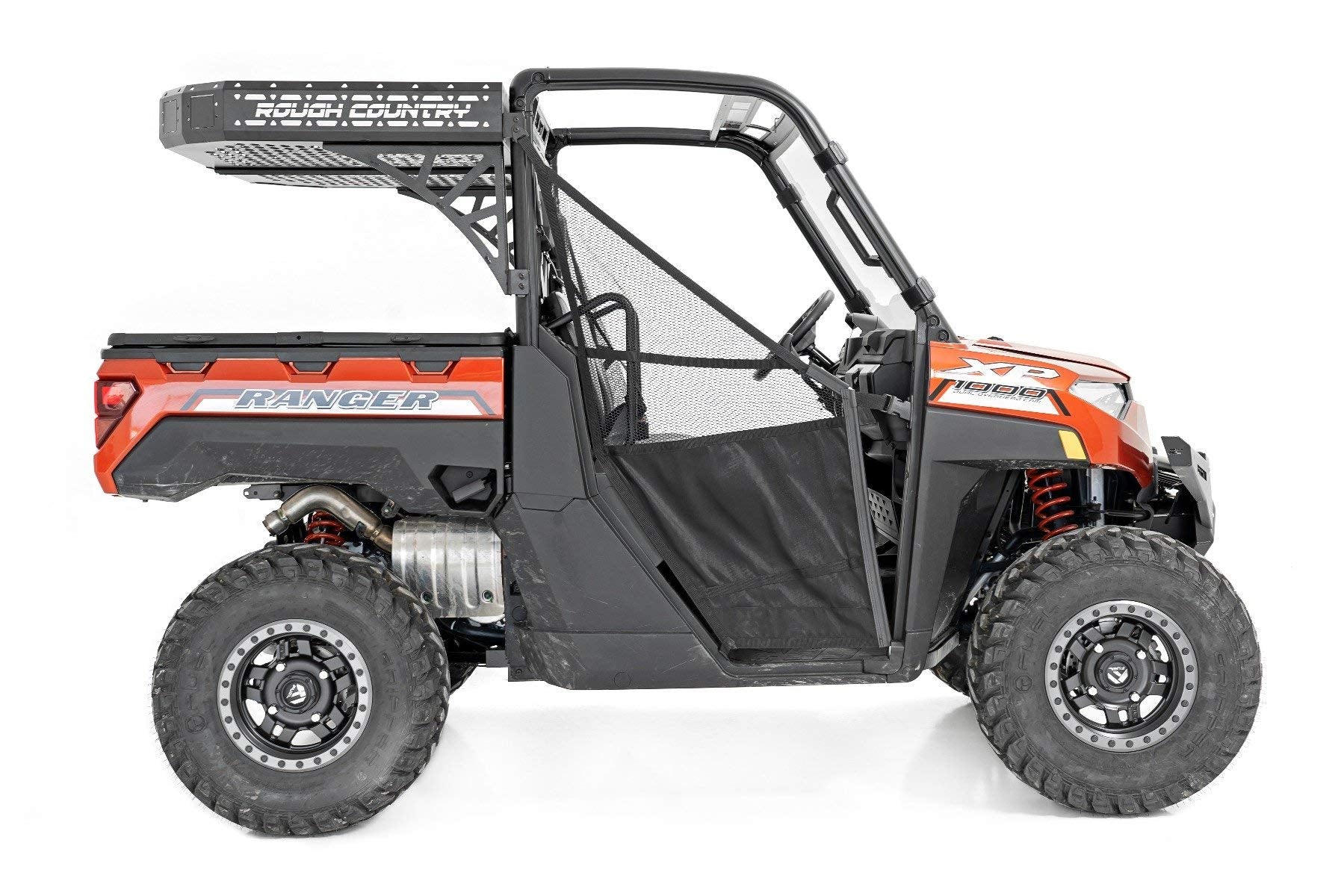 Rough Country Rear Cargo Rack for Ranger Polaris 1000 & XP 1000 - Heavy-Duty Steel with Tie-Down Mesh Panels, Easy Bolt-On Install