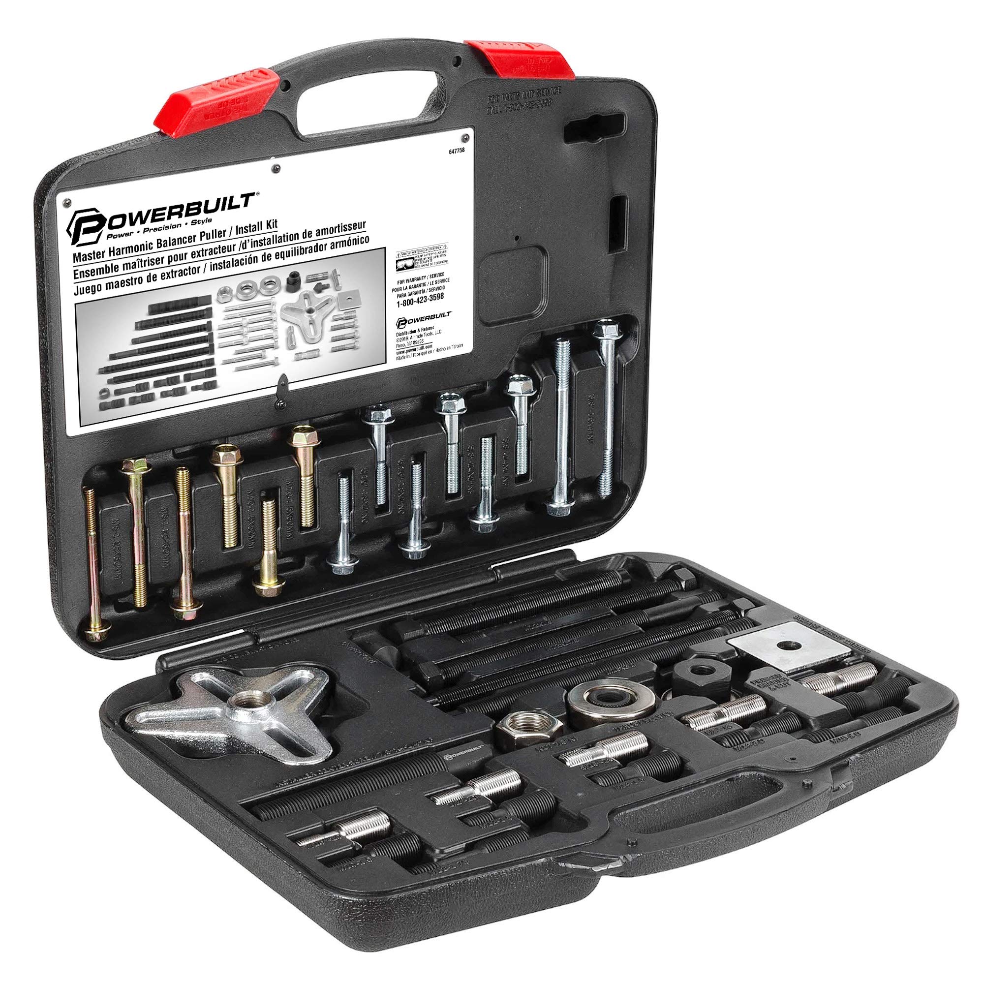 Powerbuilt Harmonic Puller & Installer Balancer, Specialty Tools Car Engine & Vehicle Drive Train, Crankshaft, Pulleys, and Gears 40 Piece - 647758