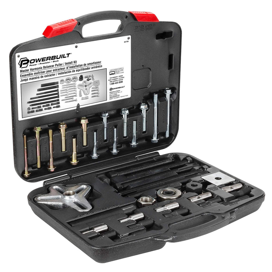 Powerbuilt Harmonic Puller & Installer Balancer, Specialty Tools Car Engine & Vehicle Drive Train, Crankshaft, Pulleys, and Gears 40 Piece - 647758
