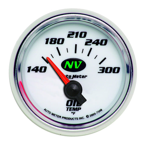Auto Meter NV 2-1/16" 140-300 F Short Sweep Electric Oil Temperature Gauge 7348