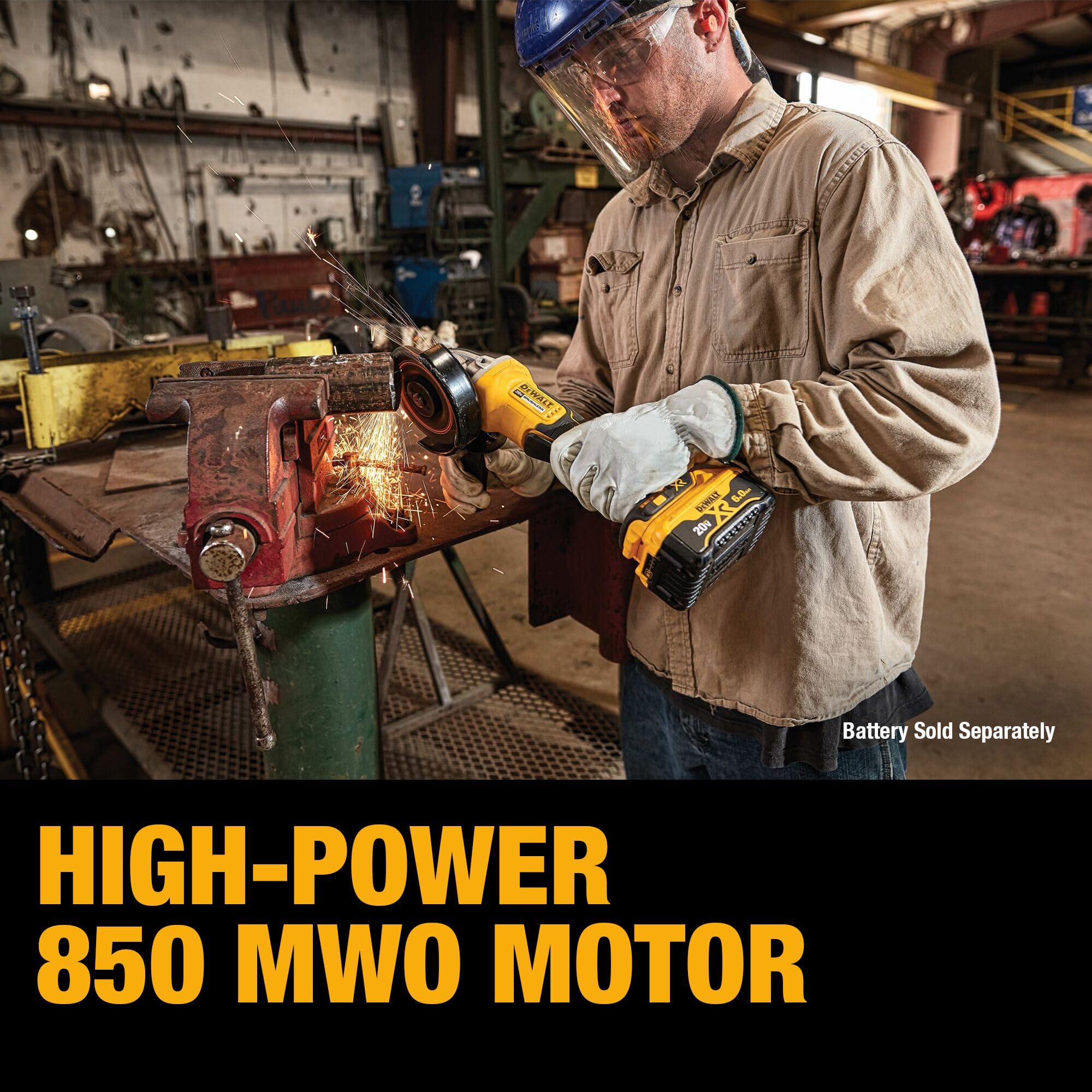Angle Grinder DEWALT 20V MAX* Tool Cordless Brushless, 4 1/2 Inch, with Paddle Switch and Kickback Brake, Tool Only (DCG413B)