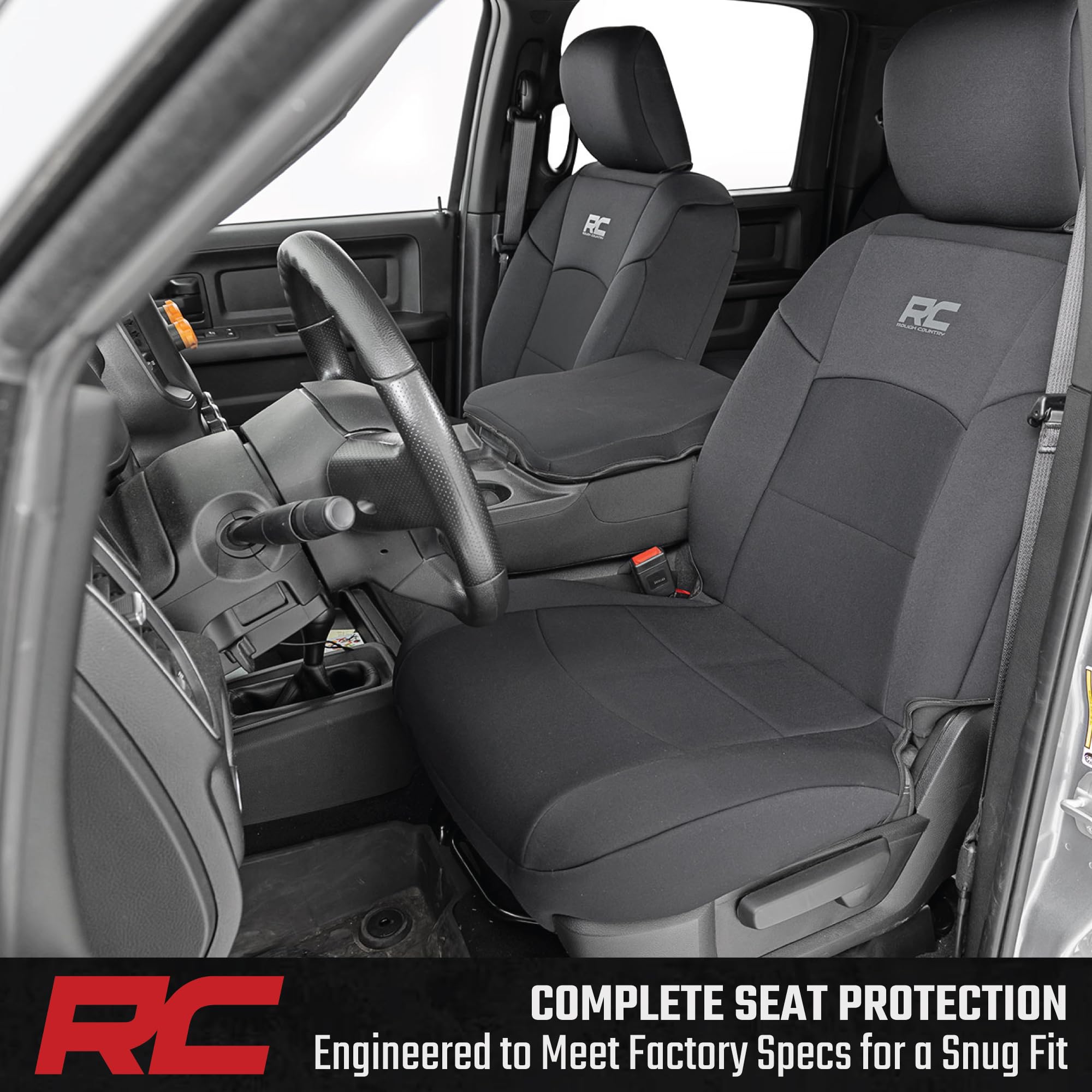 Rough Country Front Neoprene & 60/40 Rear Seat Covers for 19-22 Ram 2500-91044, Black