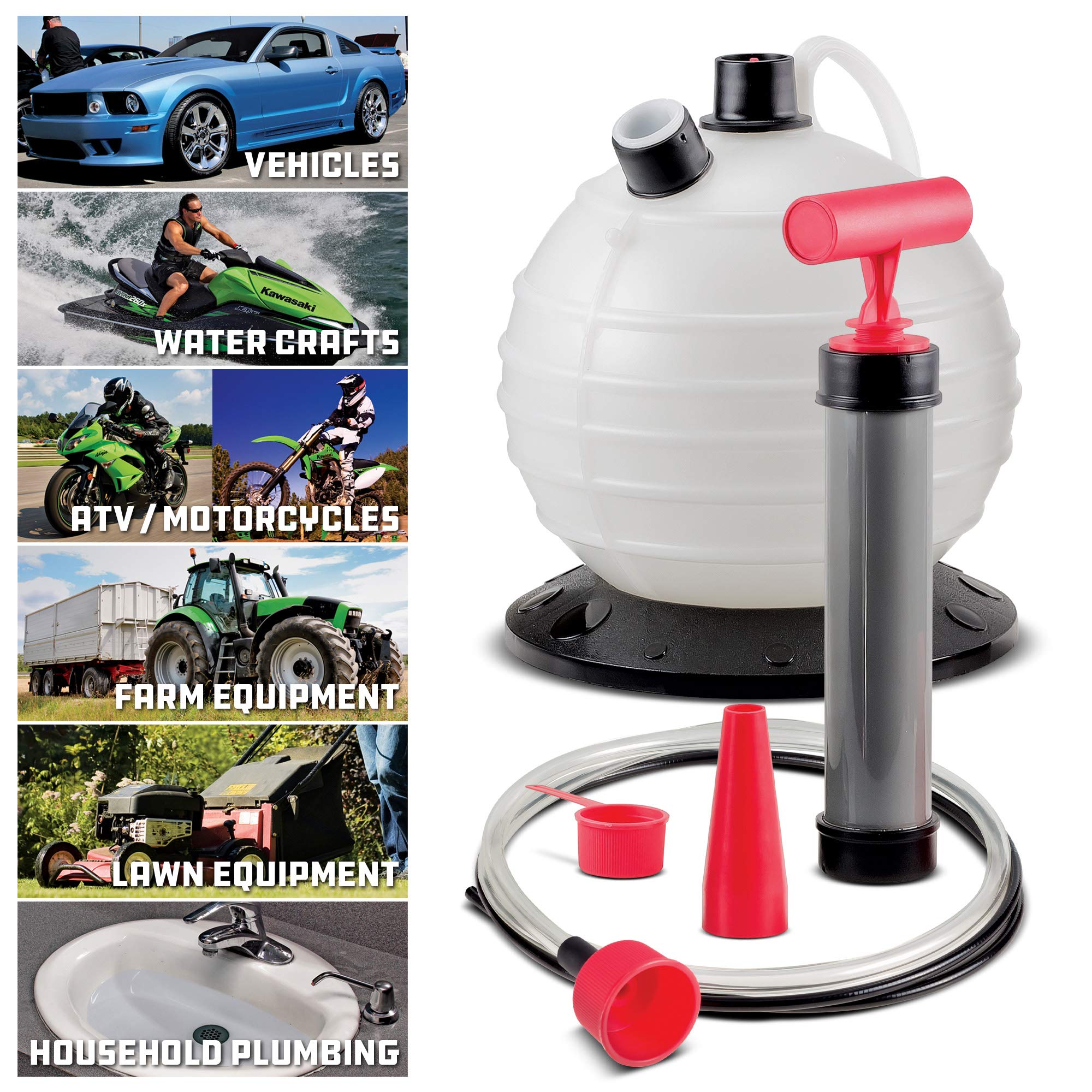 Oil and Fluid Extractor Powerbuilt 6.3 Quart (6 Liter), Manual Liquid Pump Extract and Transfer, Automotive, Engine, Transmission, Radiator, 647570