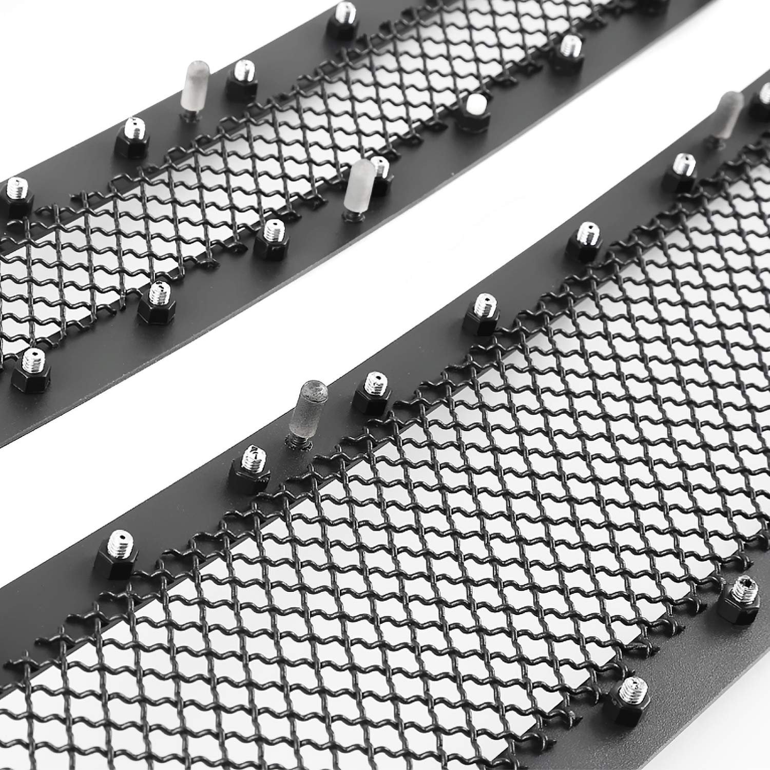 Spec-D Tuning Black Studded Rivet Style S/S Hood Grille Insert 2PCs Compatible with 2014-2015 Chevy Silverado 1500