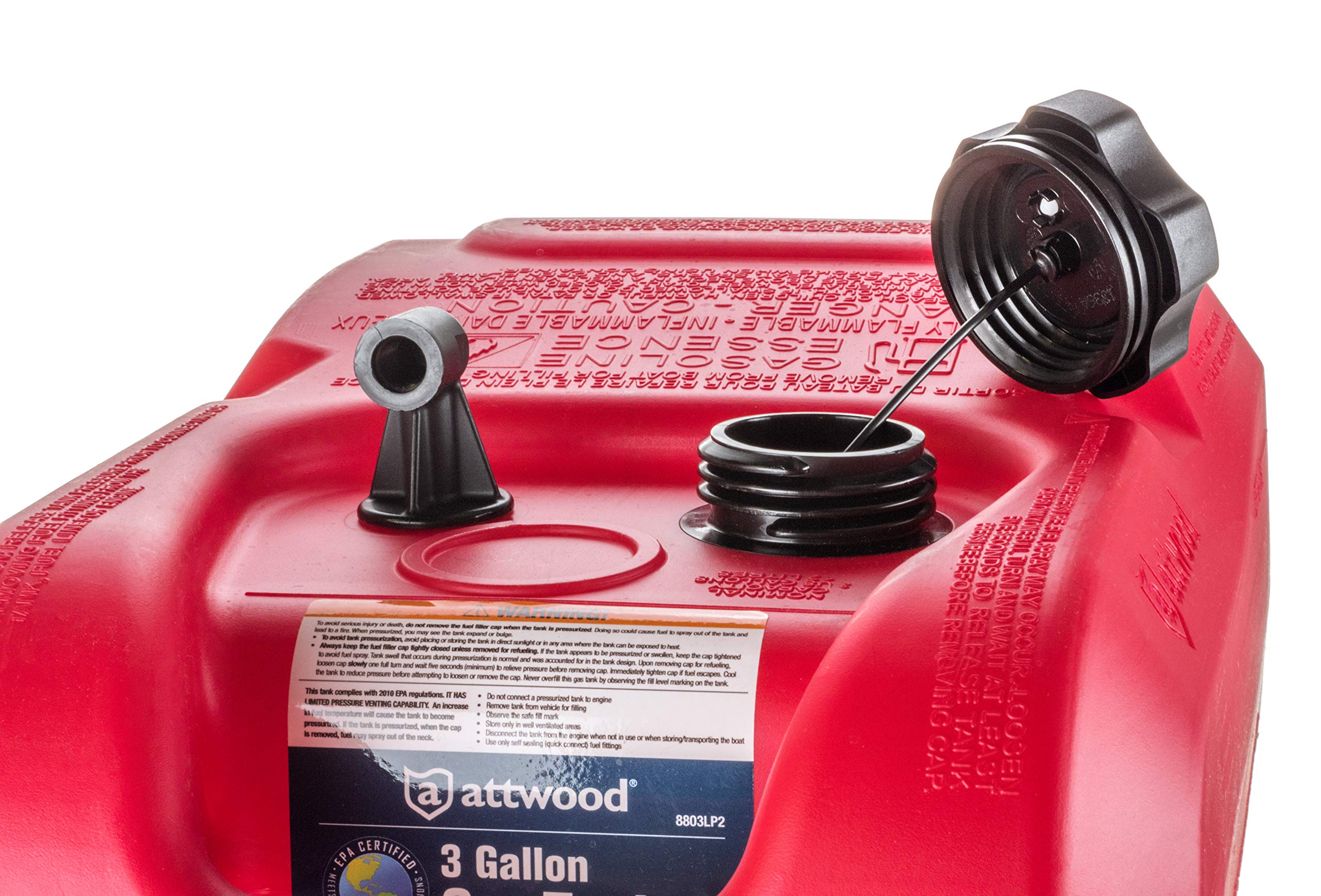 3-Gallon Portable Marine Boat Fuel Tank attwood 8803LP2 EPA and CARB Certified
