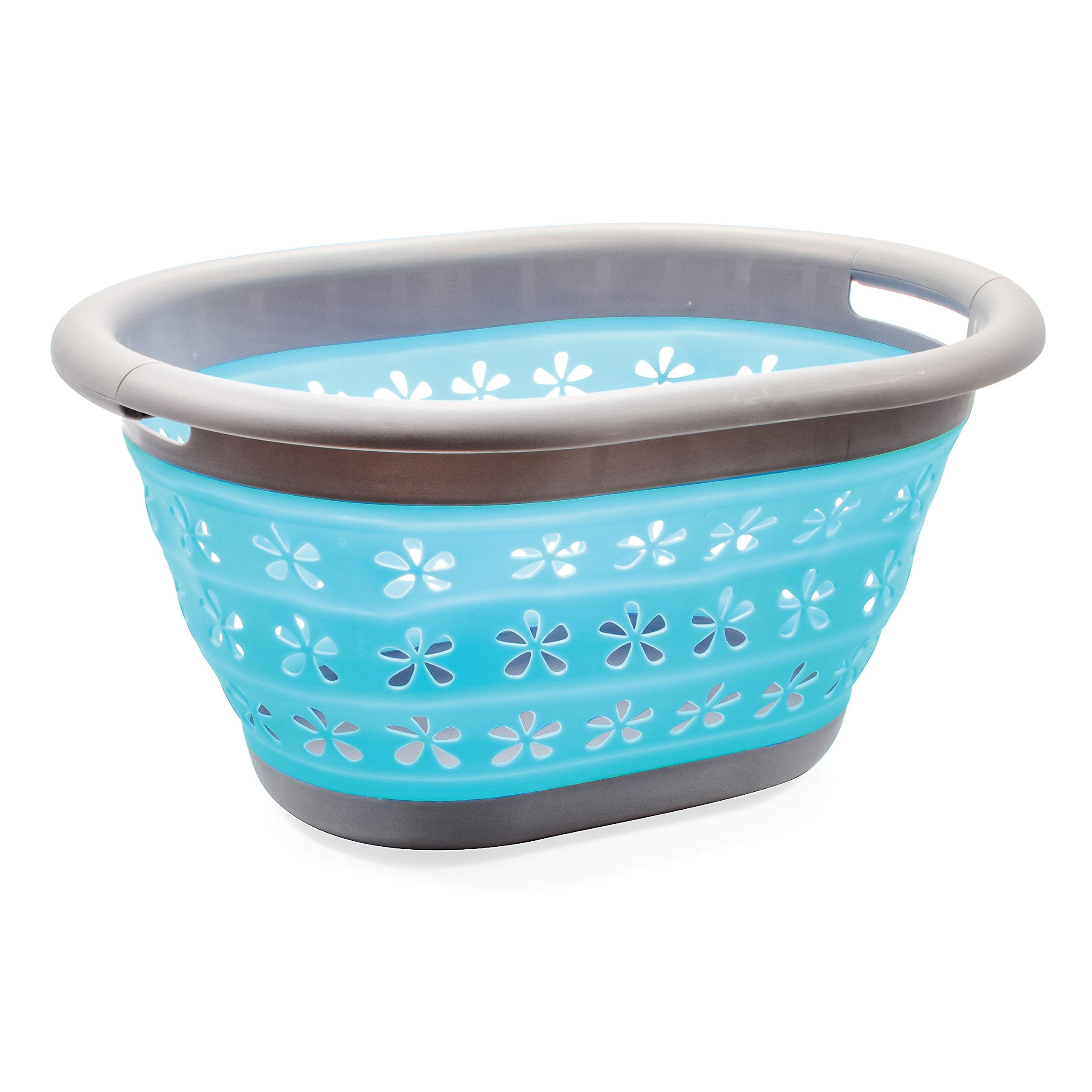 Camco Pop Up Collapsible Utility Basket Storage Container - Waterproof Design Easily Fits Into Compact Spaces, Great for Traveling, RVs, Trailers Camping, Dorms, Small Spaces and More (51902)