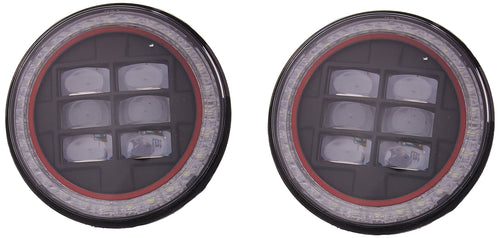 Spec-D Tuning LHP-7RNDJM-H-RD-RSX2 Projector Red Headlight (Combo: 2X 7 Inch Round Halo -)