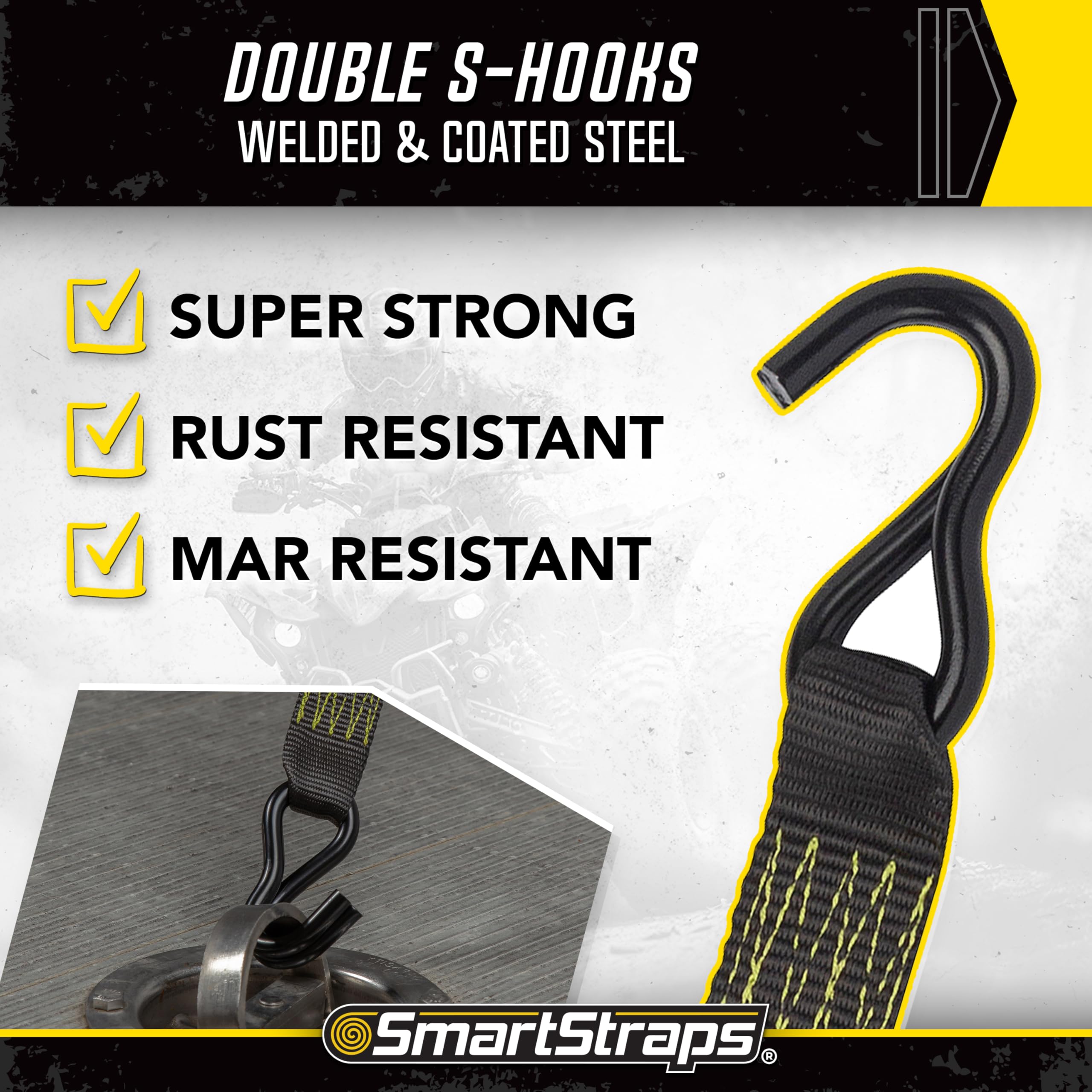 14-Foot SmartStraps Ratchet Tie Down Straps 2-Pack, Tactical Handle, ZeRust Technology, 1,667 lb Safe Work Load, 5,000 lb Break Strength