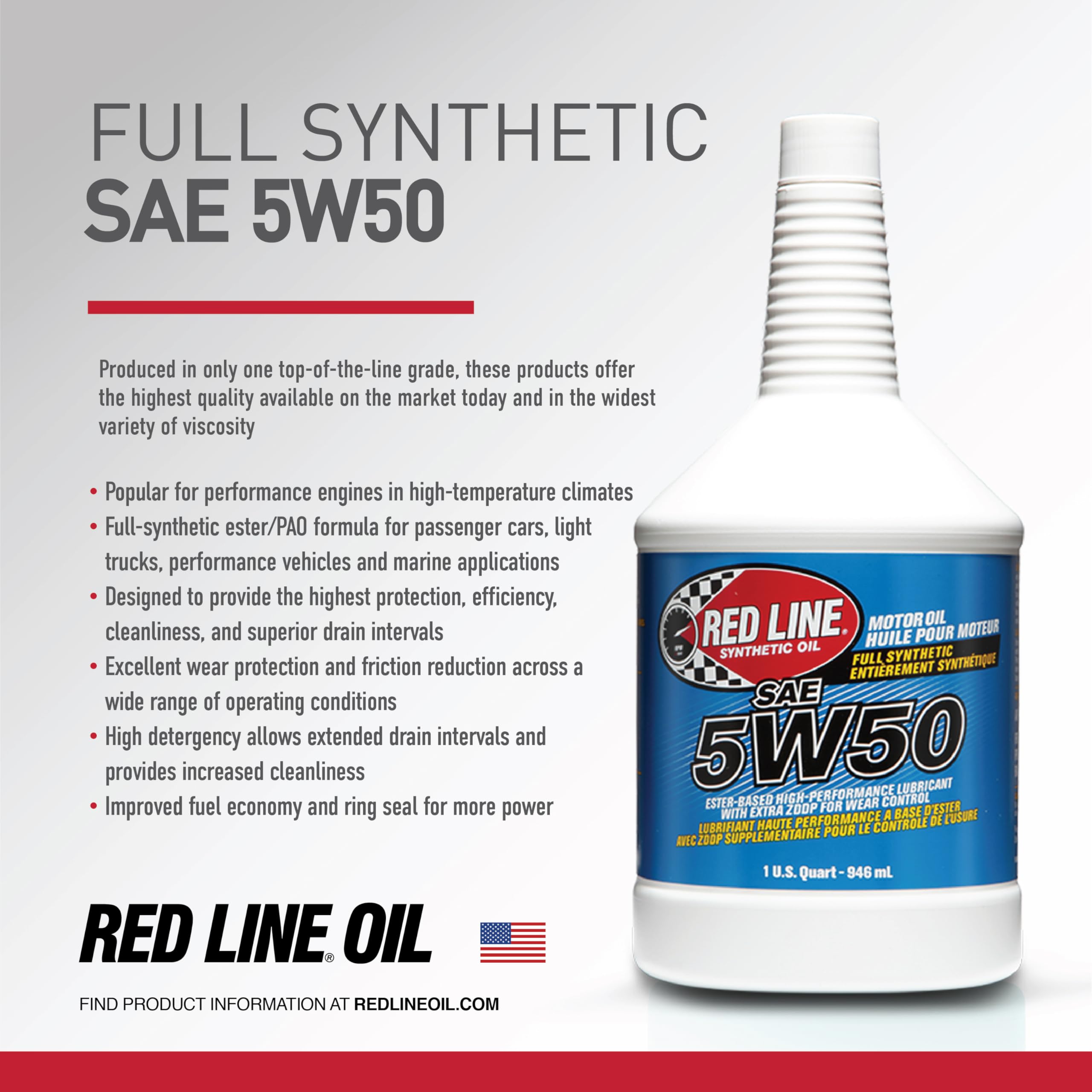 5W50 Red Line SAE Fully Synthetic Motor Oil - 55 Gallon Drum
