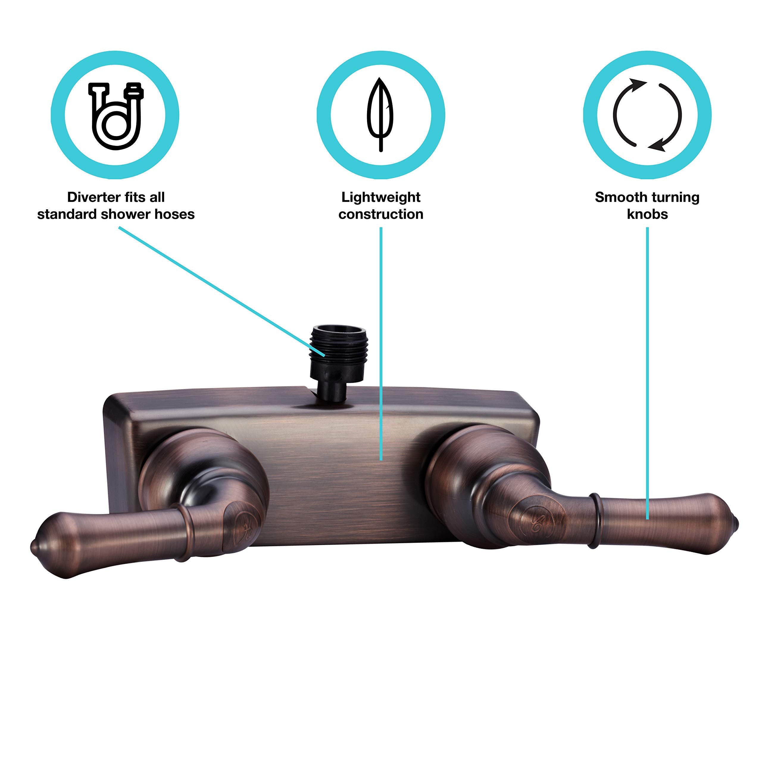 RV/Motorhome Shower Faucet Valve Diverter Dura Faucet (DF-SA100C-ORB) with Easy Turn Handles (Oil Rubbed Bronze)