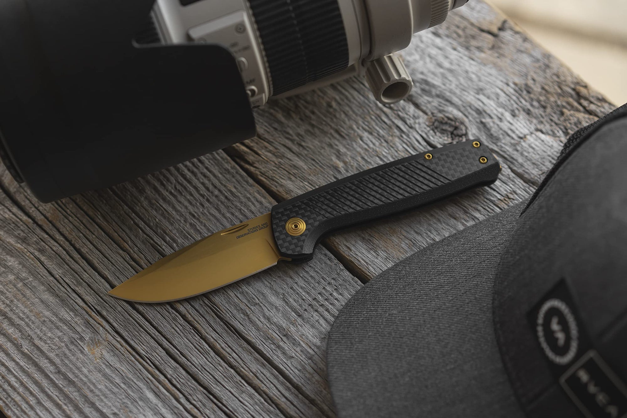 SOG Lightweight Terminus SJ LTE Everyday Carry Ambidextrous S35VN Steel 2.9" Sharp Blade Folding Knife | Slip Joint, Carbon/Gold