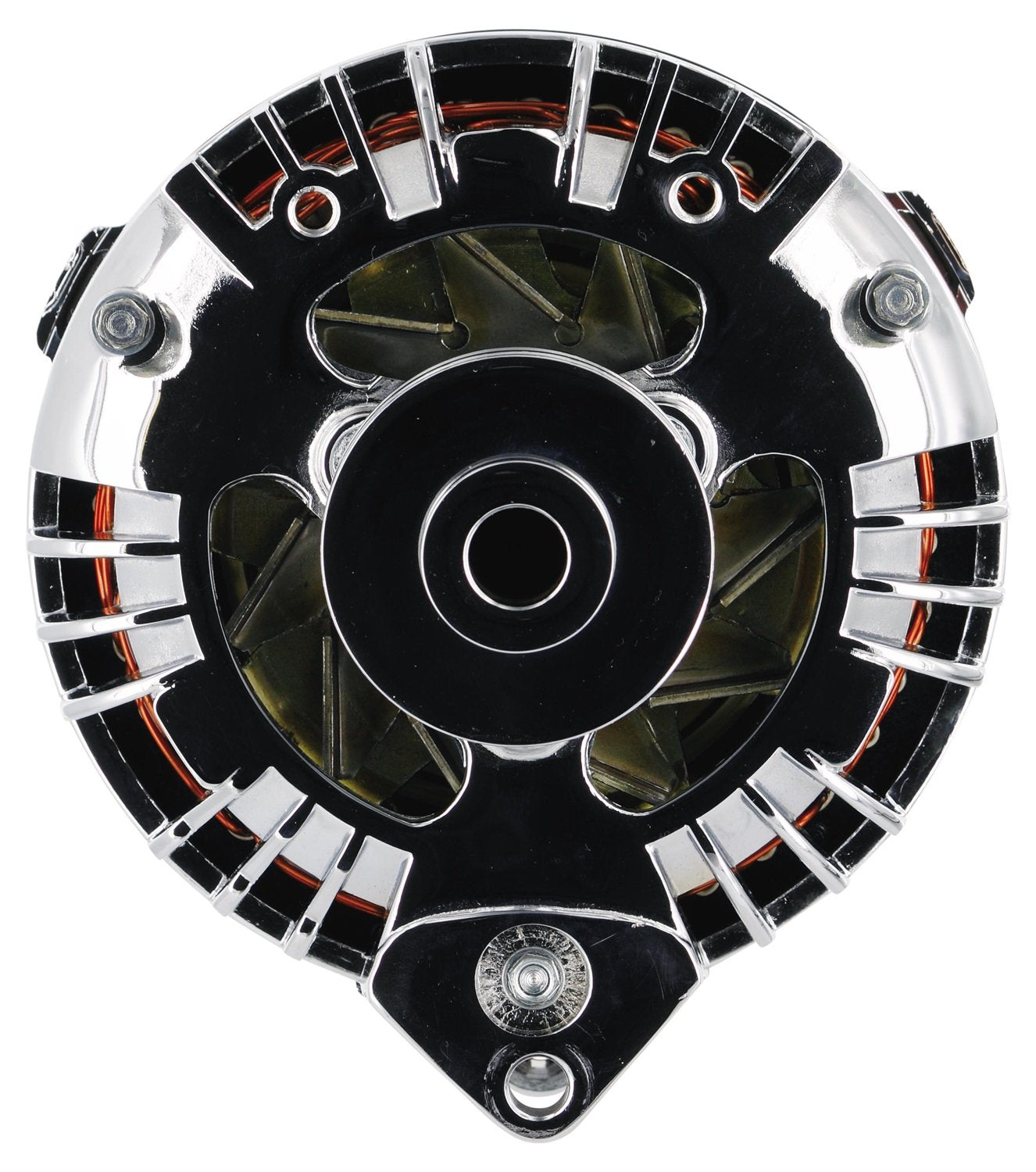 Alt Chrysler Powermaster Chrome 100A 2V Pulley Squareback Double Field Ext Regulated