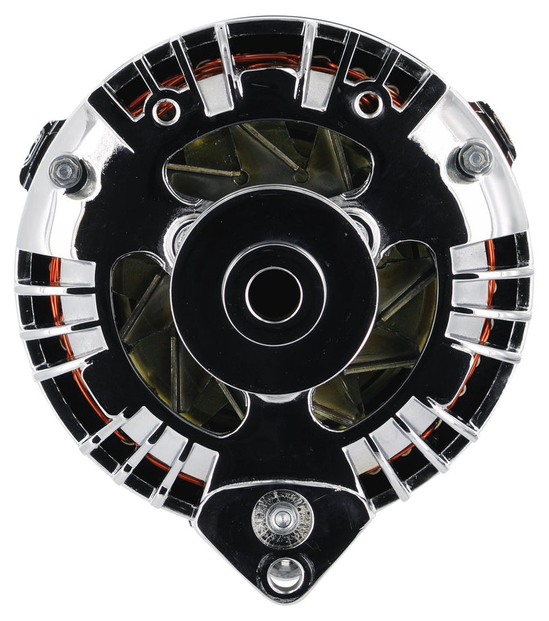 Alt Chrysler Powermaster Chrome 100A 2V Pulley Squareback Double Field Ext Regulated