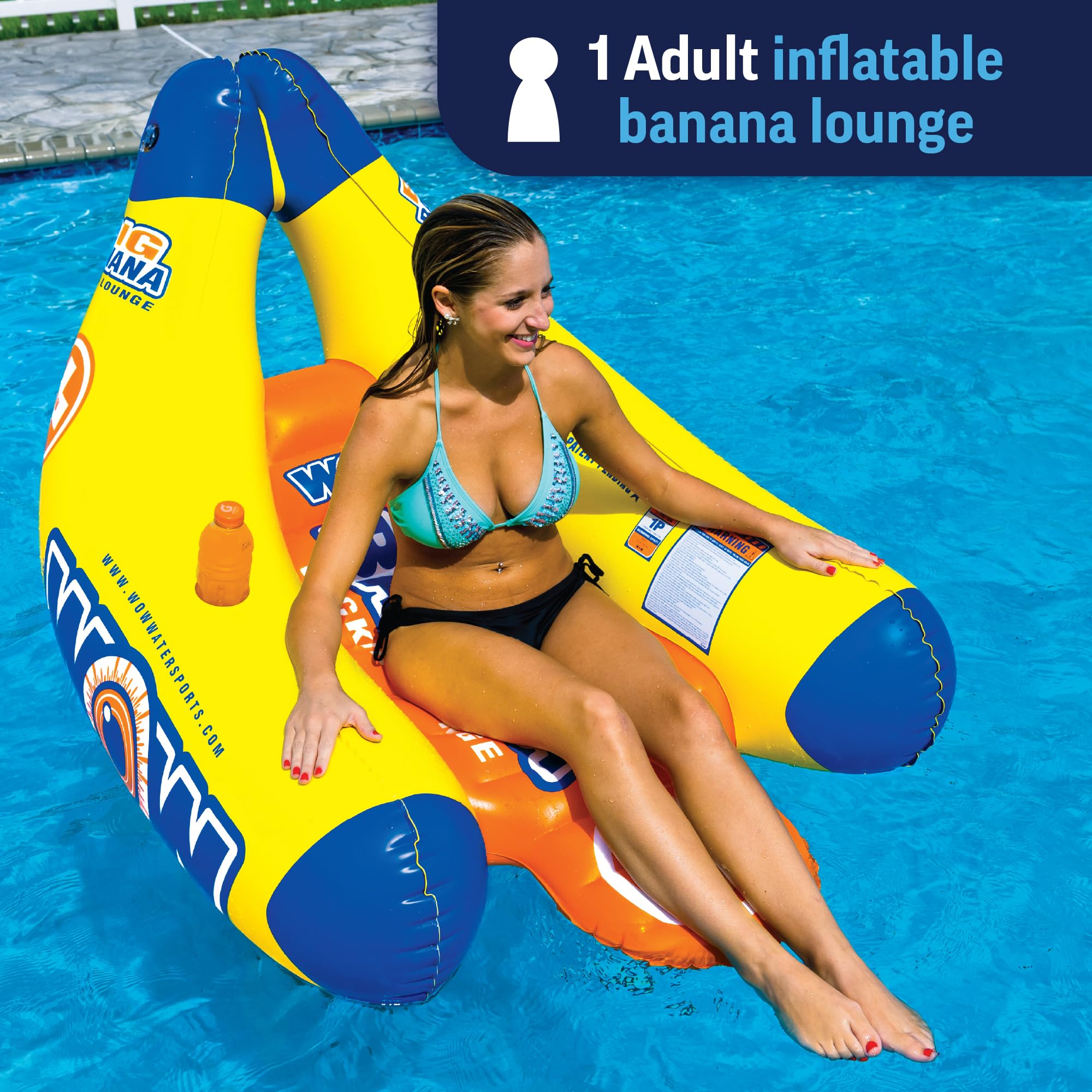 Big Banana WOW Sports - Rockin Lounge - Floating Pool Chair - Inflatable Pool Float - Pool Lounge