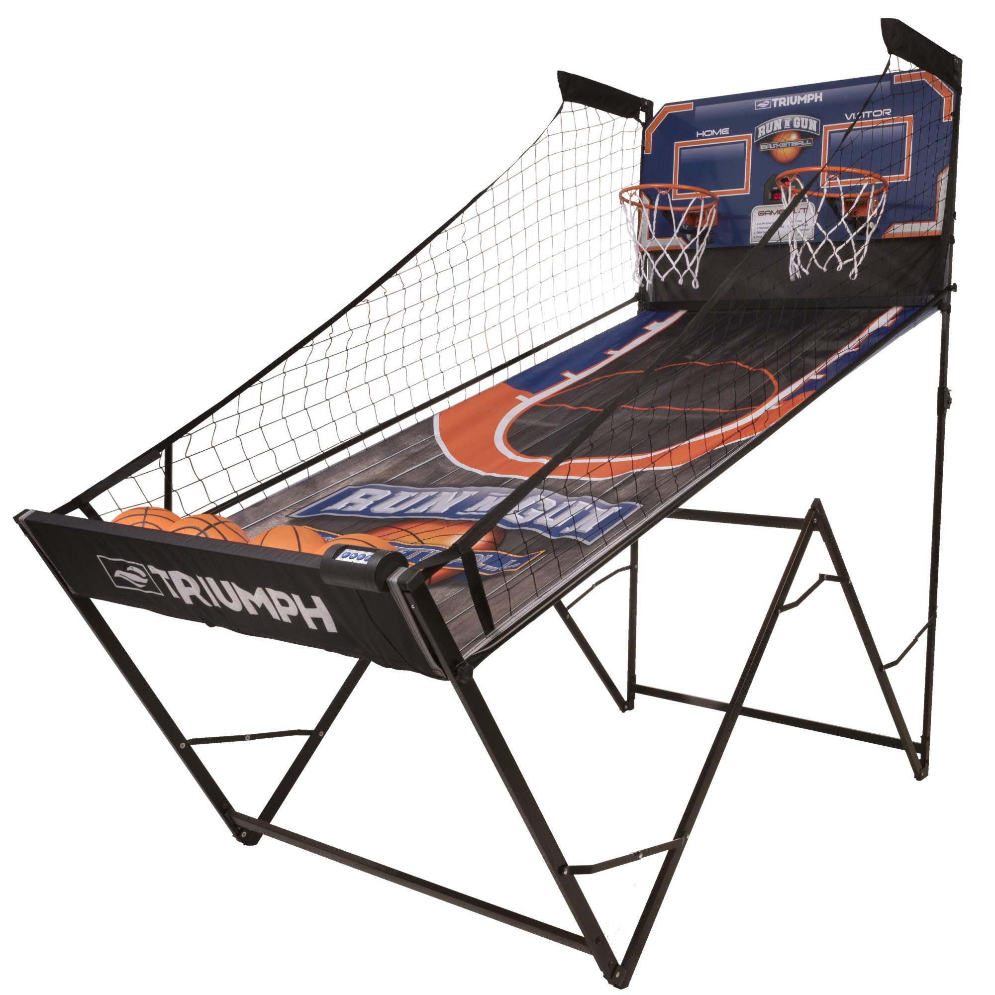 Sports TRIUMPH Run n Gun Arcade Basketball Shootout - 8 Game Modes - Quick and Easy Assembly - Folds 100% Flat for Complete Storage - Fully Portable, Play Inside or Outside