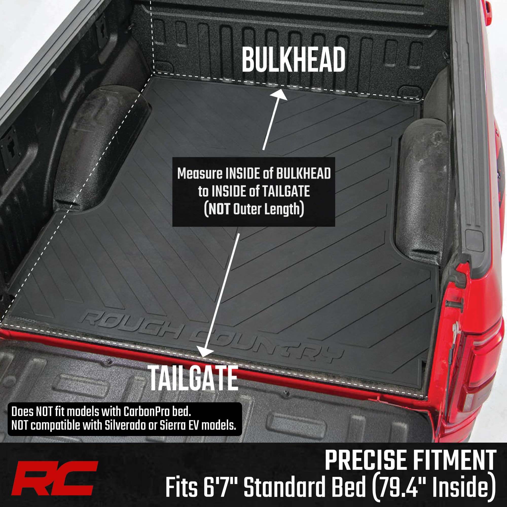 Rough Country Soft Roll-Up Truck Bed Cover for GMC Sierra 1500 & Chevy Silverado 1500 (2019–2026) – 6'7" Standard Bed Tonneau Cover