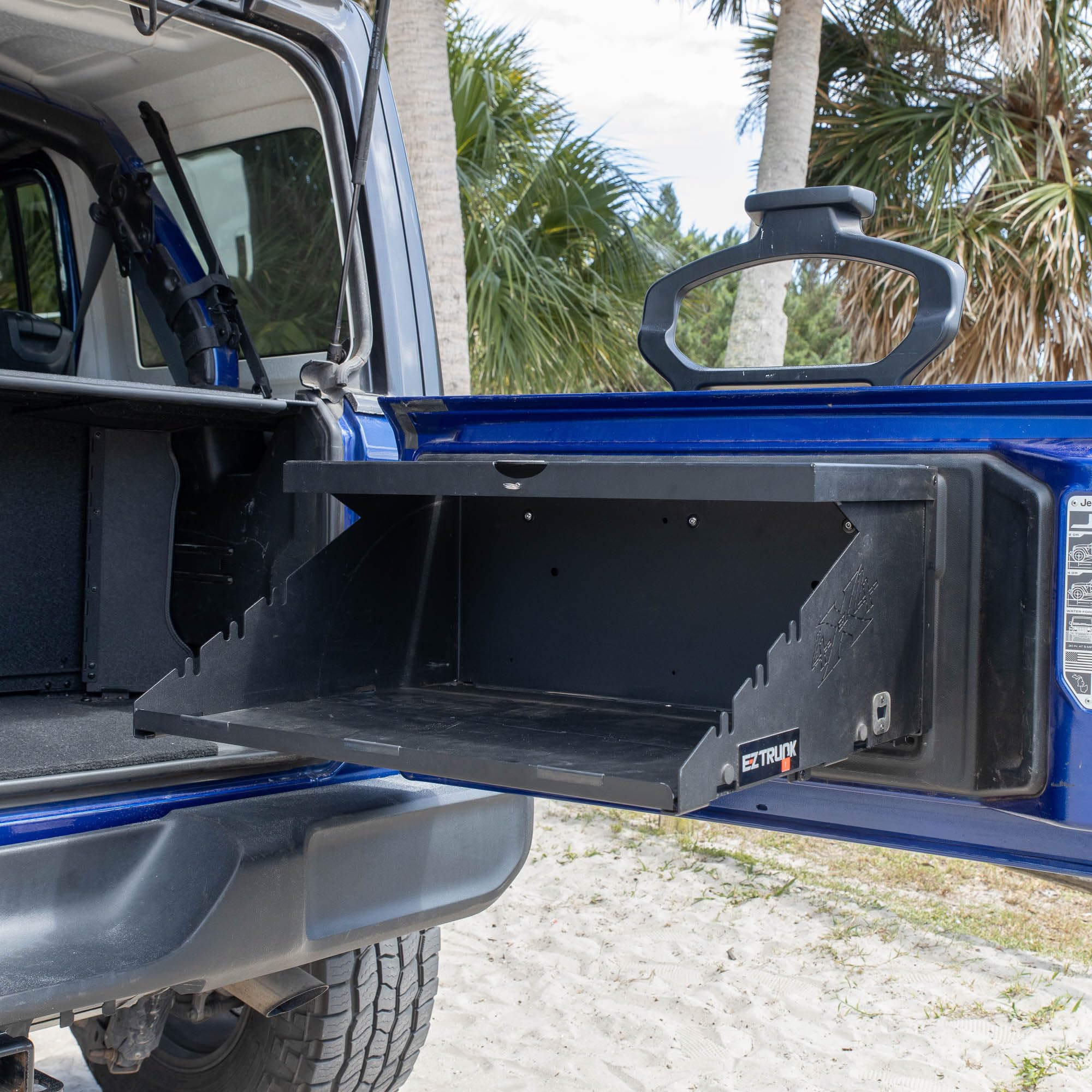EZ4X4 Aluminum Lightweight Double Level EXTEREME Tailgate Table Foldable Cargo Shelf Storage Rack fits All Wranglers TJ/JK/JKU/JL/JLU Patent Pending