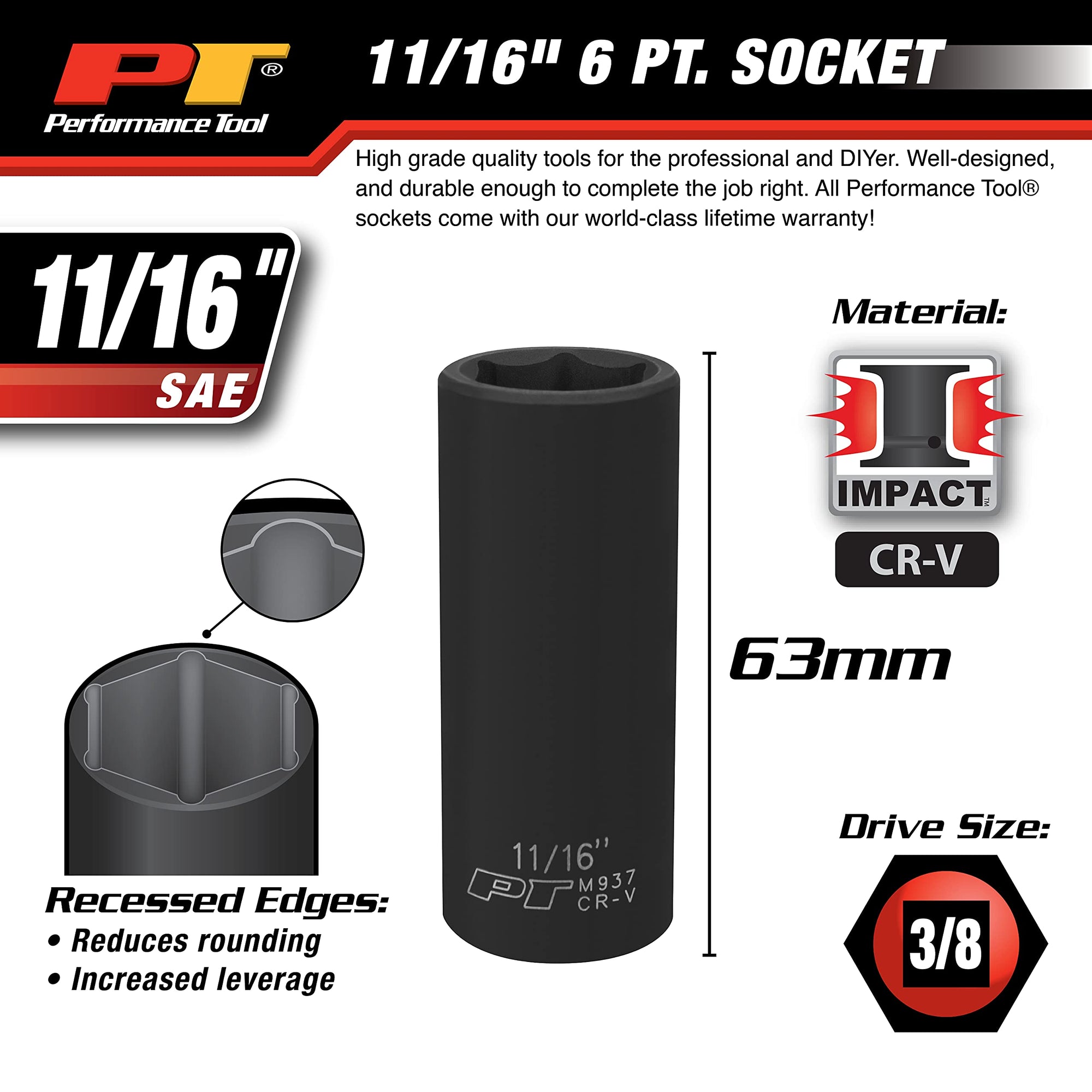 M937 Performance Tool 11/16-Inch Deep Wall Socket